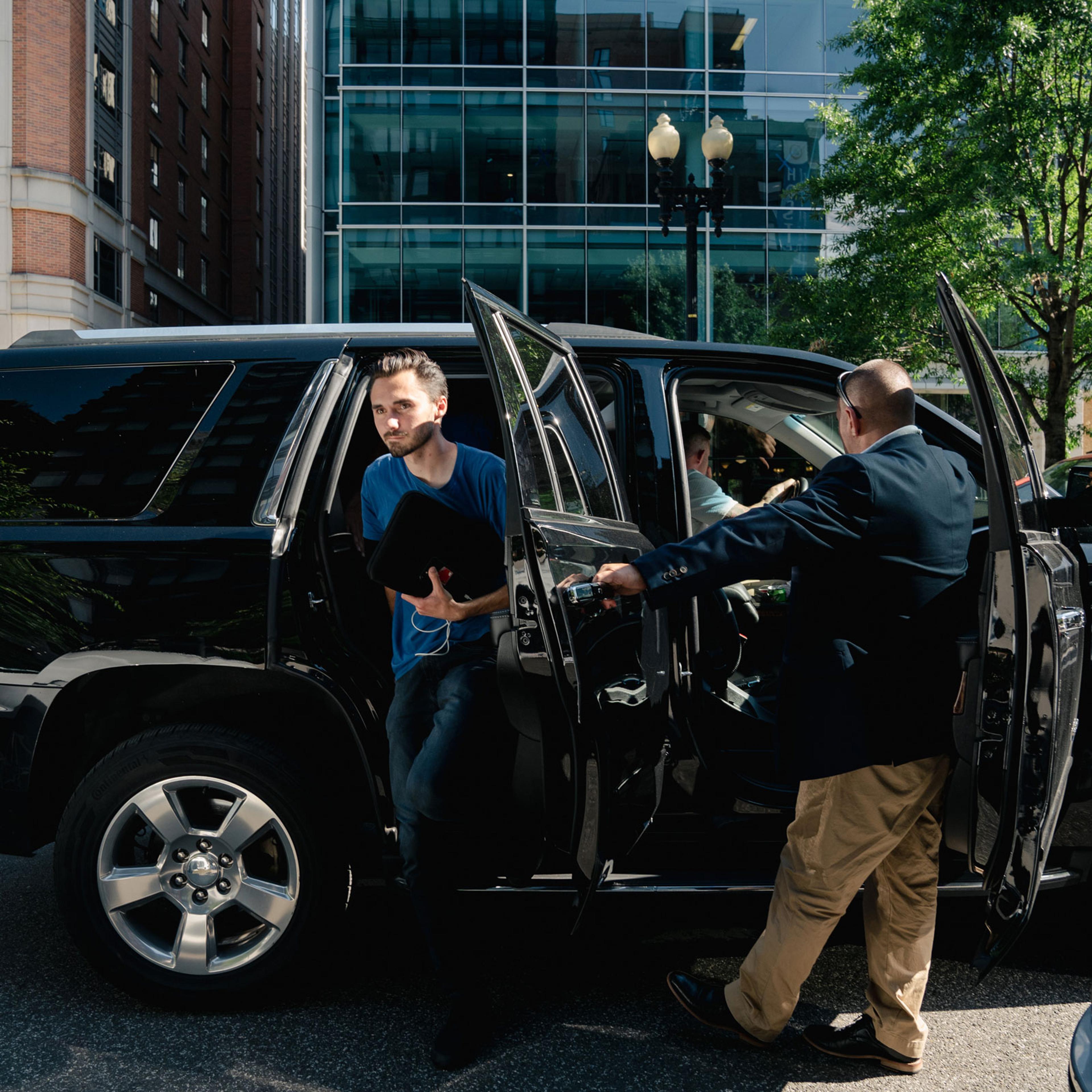 David Hogg, 22, travels with security guards as he lobbies for gun control in Washington, D.C.