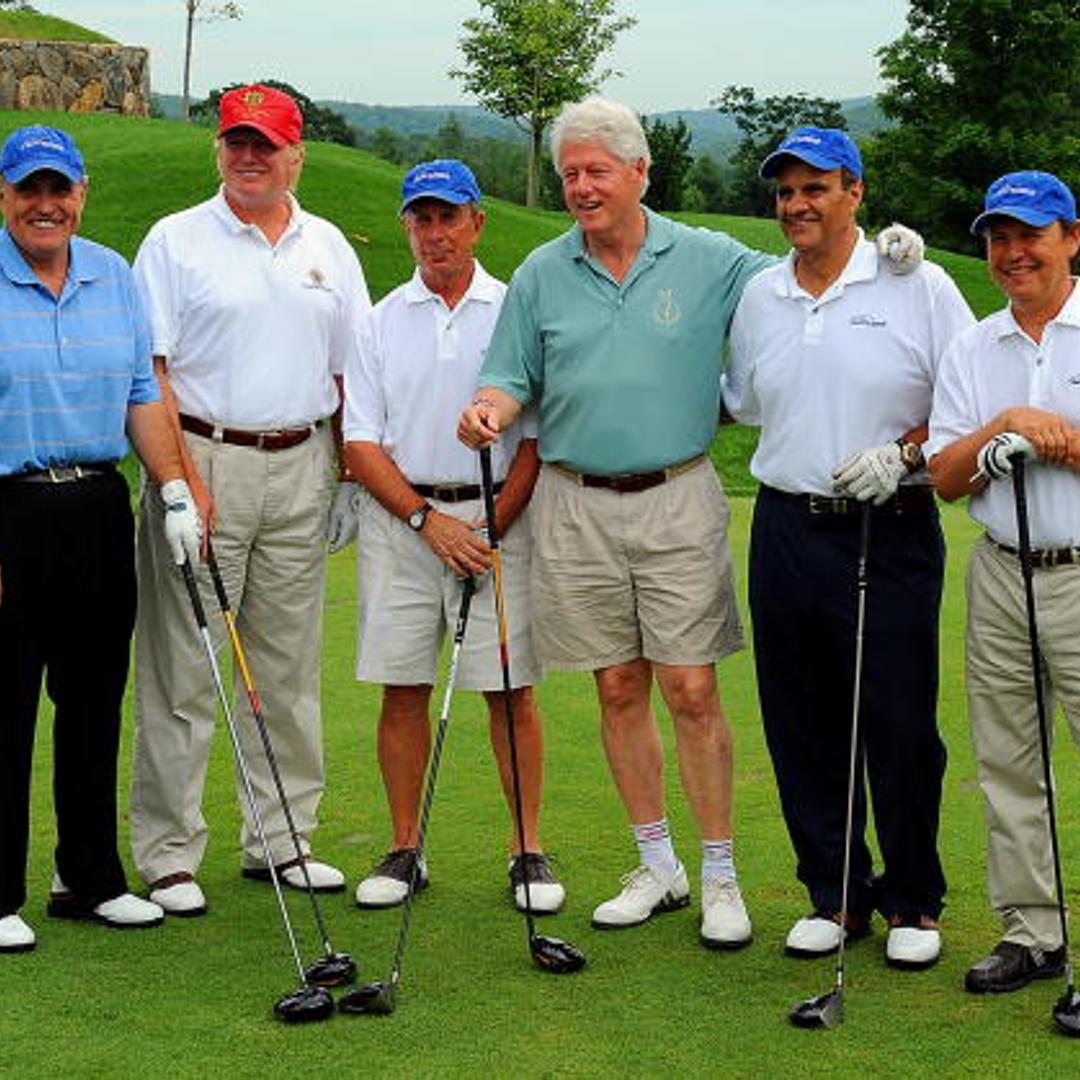Rudy Giuliani, Donald Trump, Mayor Michael Bloomberg, President Bill Clinton, Joe Torre and Billy Crystal at the Joe Torre Safe At Home Foundation 2008 Golf Classic July 14, 2008 at Trump National Golf Club in Briarcliff Manor, NY.