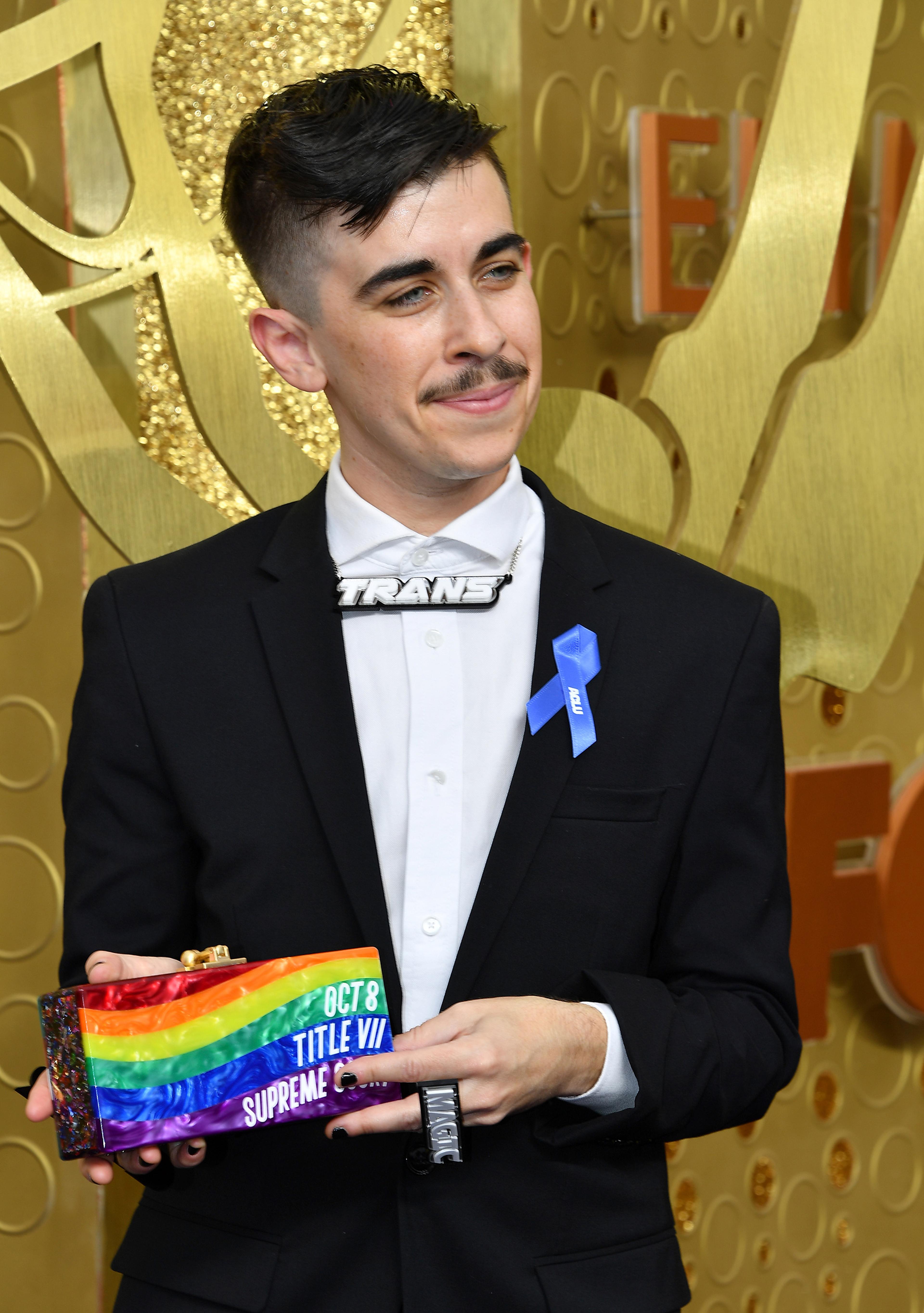 Chase Strangio at the 71st Primetime Emmy Awards in Los Angeles, on Sept. 22, 2019.