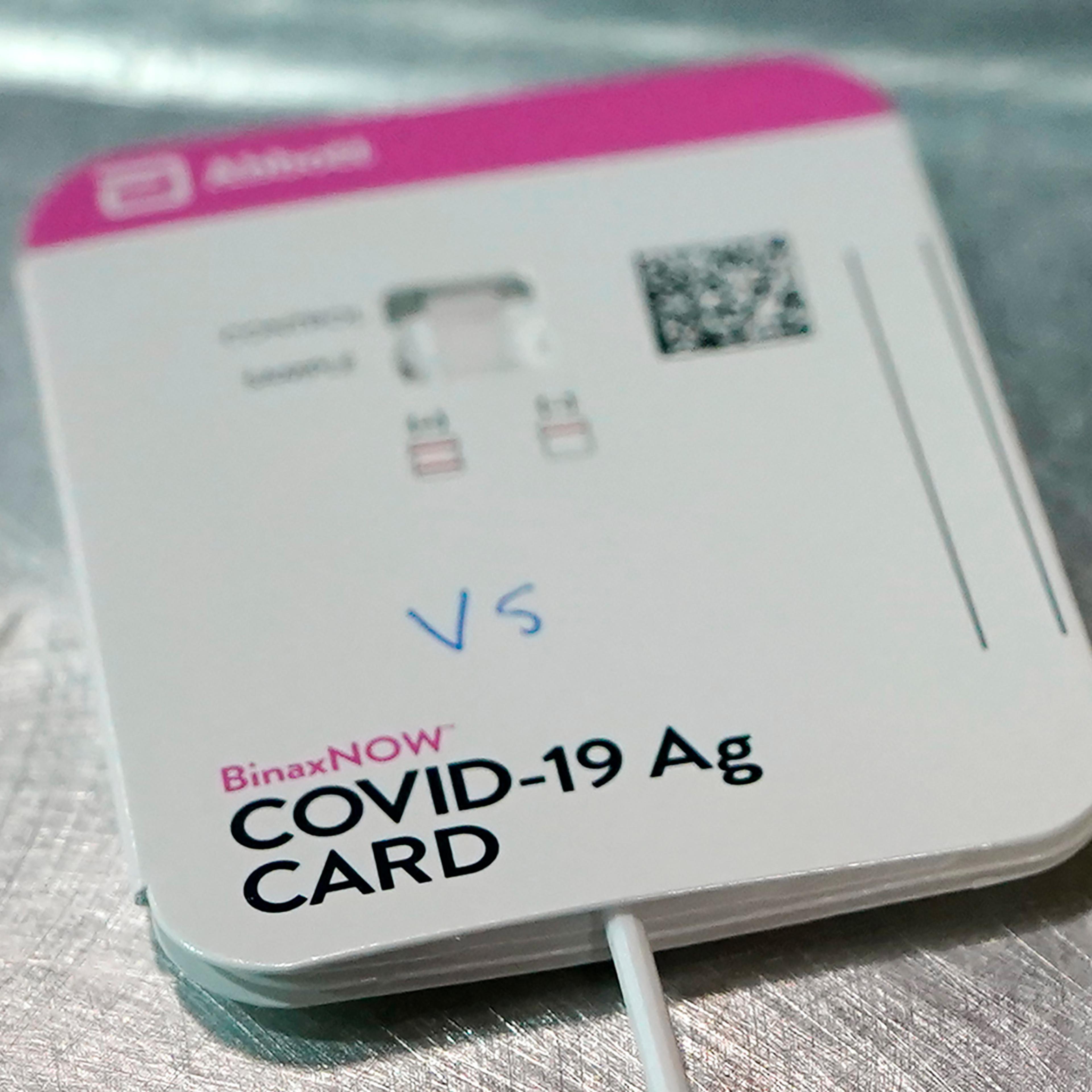 A BinaxNOW rapid COVID-19 test made by Abbott Laboratories, in Tacoma, Wash., on Feb. 3, 2021.
