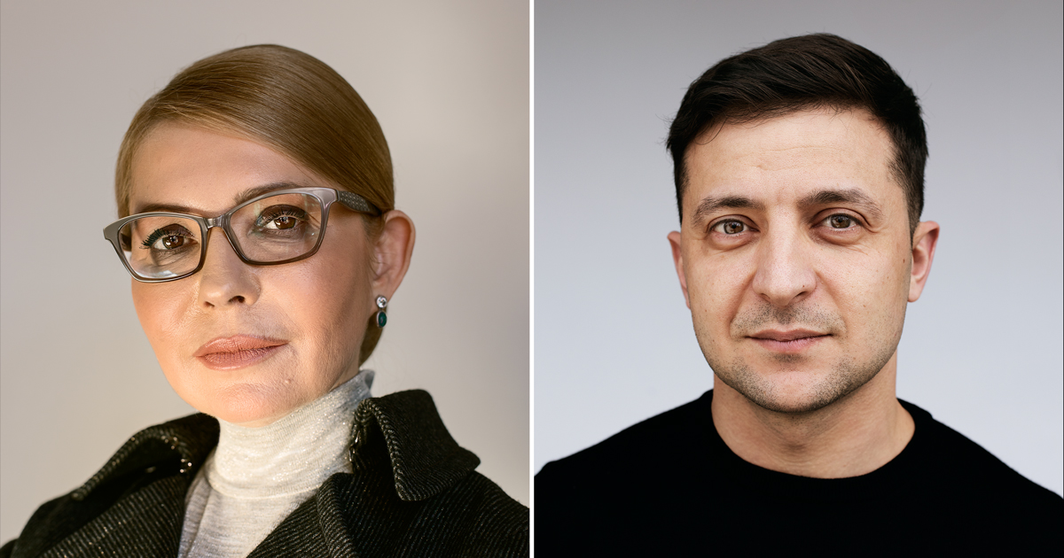 Yulia Tymoshenko and Volodymyr Zelensky, photographed in Kiev in March.