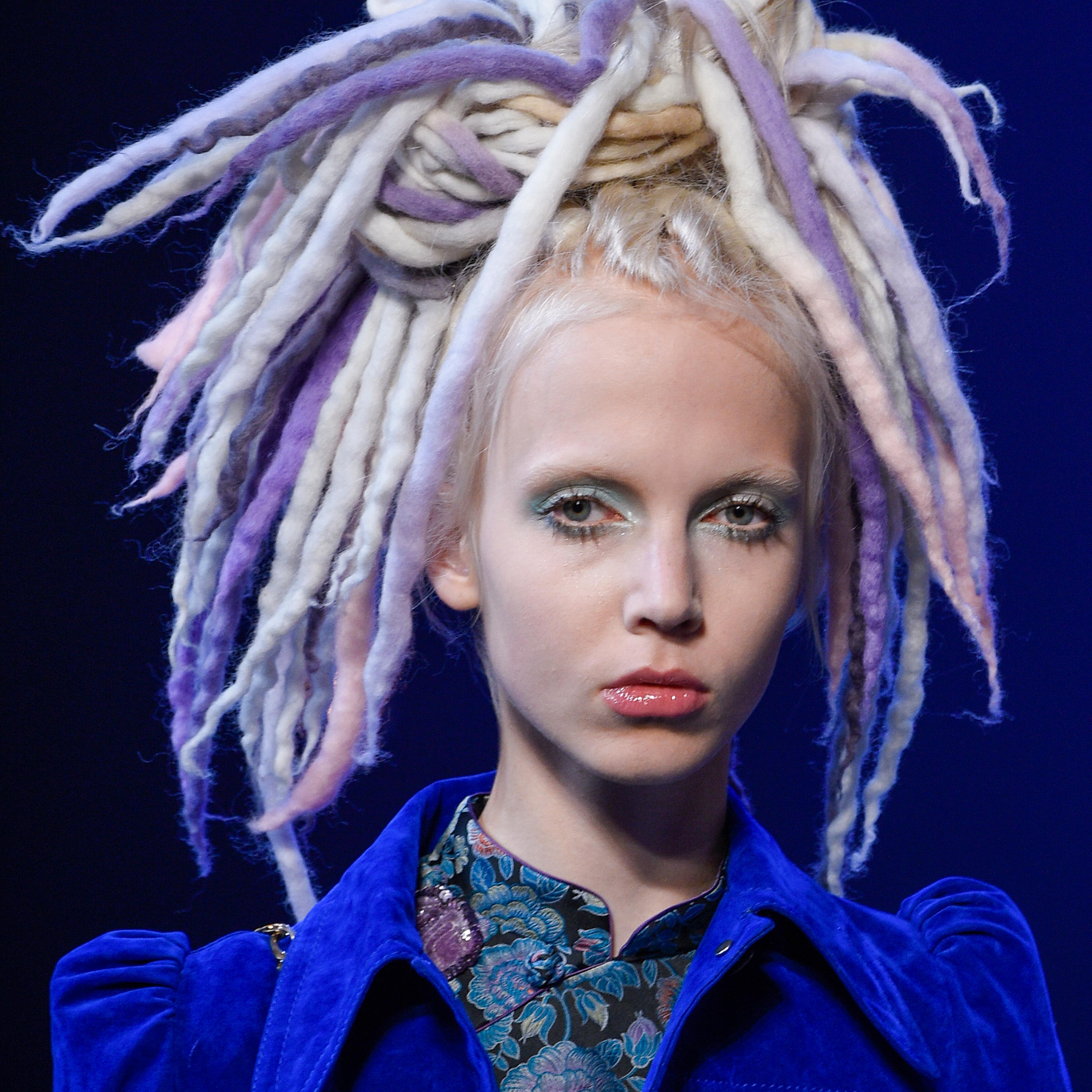 A Model, beauty details, walks the runway at the Marc Jacobs fashion show durin New York Fashion Week at at Hammerstein Ballroom in New York City on Sept. 15, 2016.