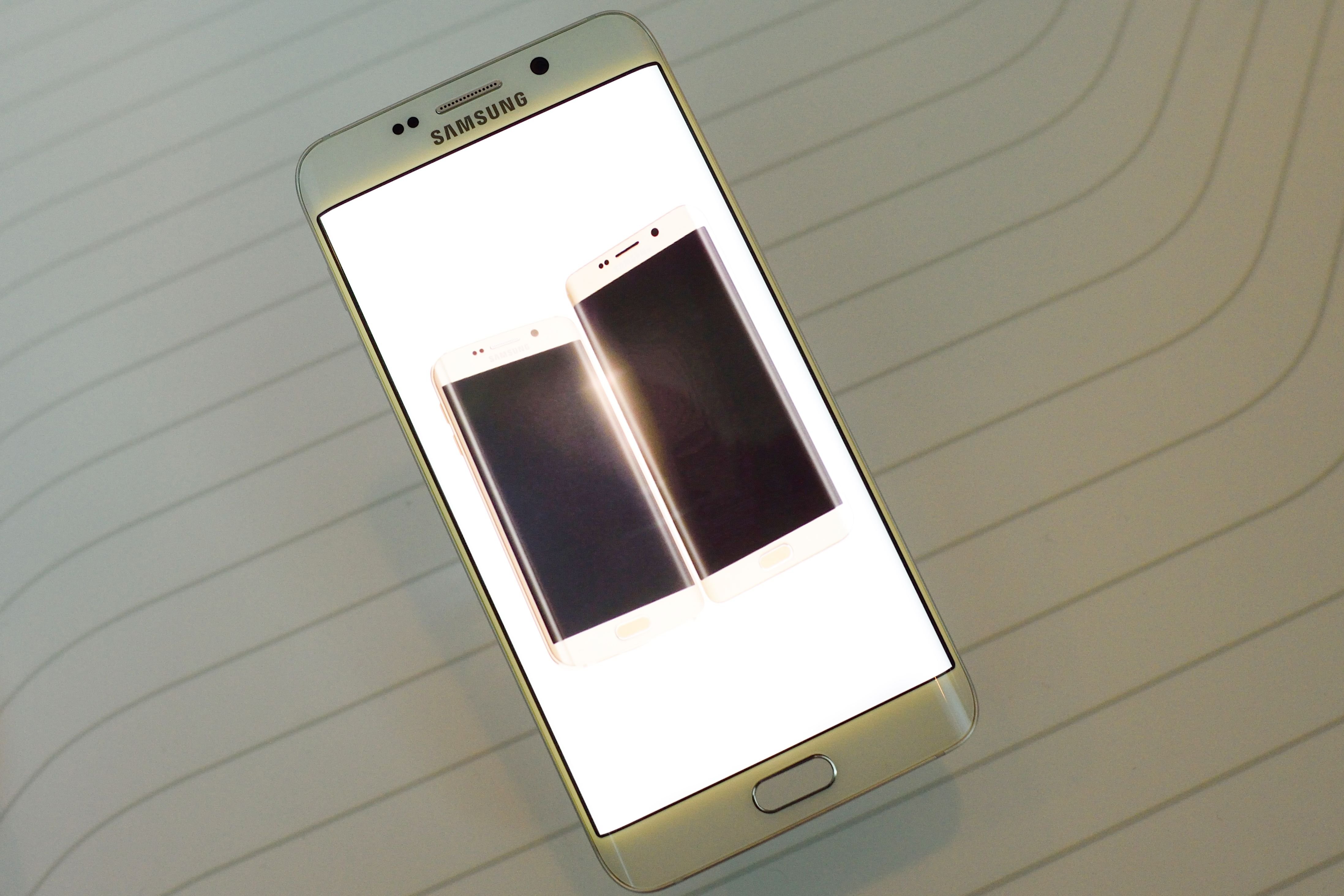 The new Galaxy S6 edge + is displayed after the Samsung Galaxy Unpacked 2015 event on Aug. 13, 2015 in New York.