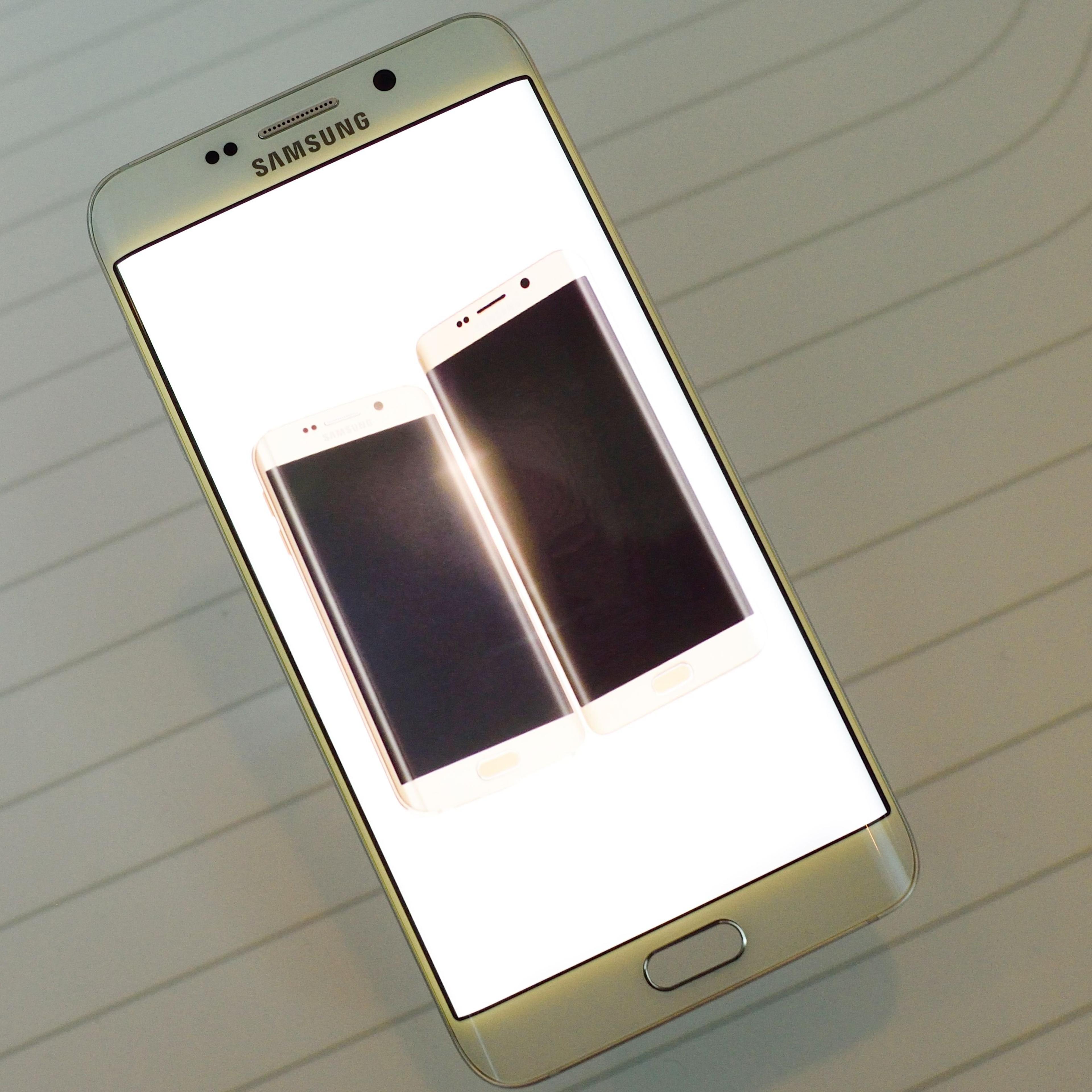 The new Galaxy S6 edge + is displayed after the Samsung Galaxy Unpacked 2015 event on Aug. 13, 2015 in New York.