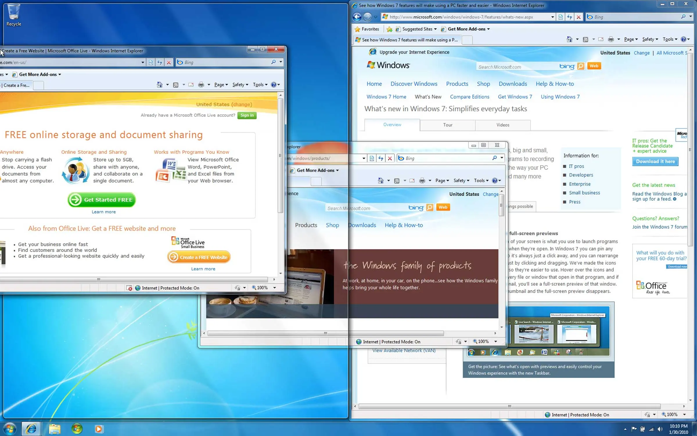 <span style="font-size:medium;"><strong>Windows 7 </strong></span> released on October 22, 2009 to rave reviews and a palpable sense of relief that Microsoft had recovered from the missteps of Windows Vista. The system introduced a new "Snap" feature that enabled users to easily snap windows into place, side-by-side, for easy multitasking. It also debuted touch gestures in response to the burgeoning market for touchscreen devices.