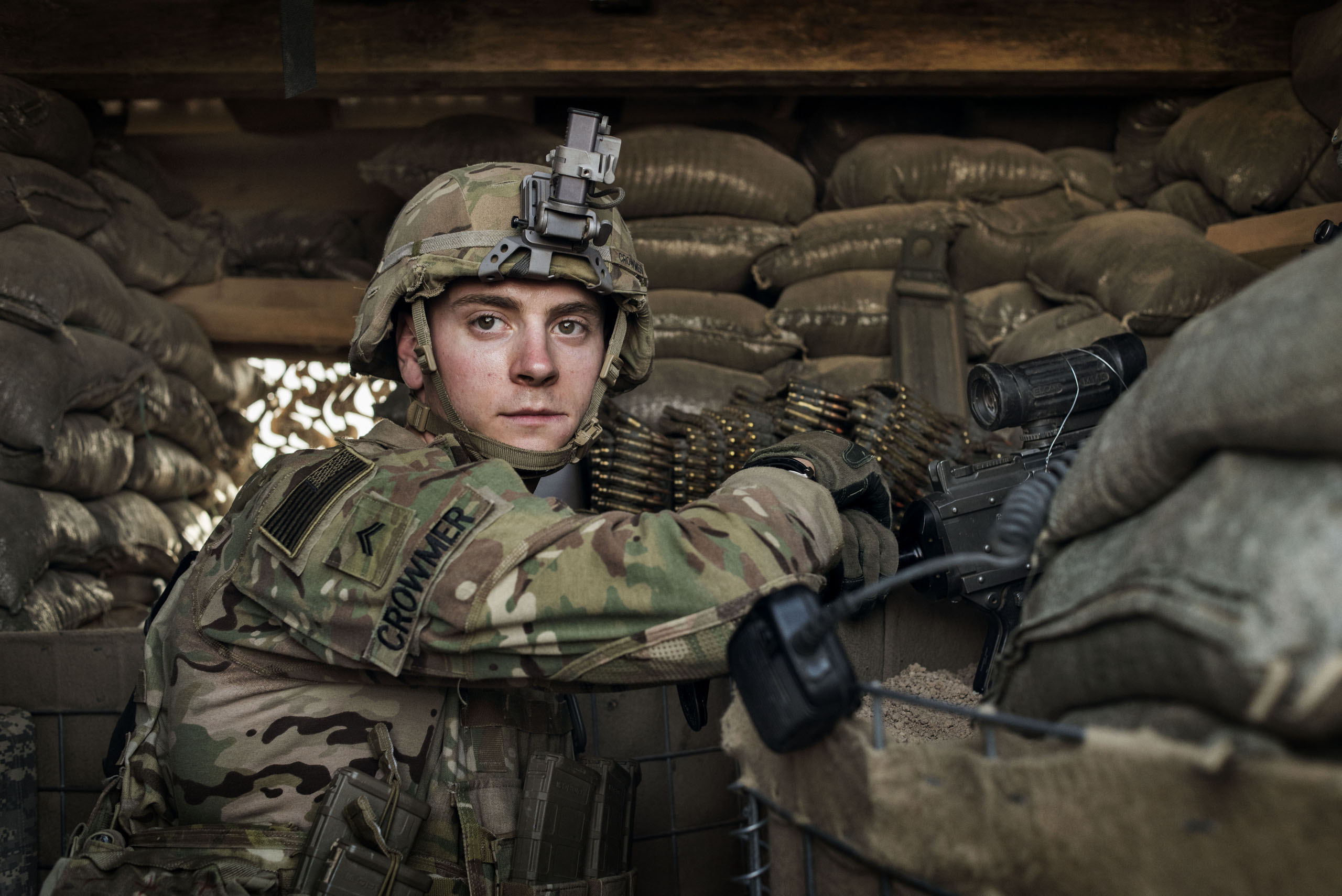 A U.S. Army soldier John Crowmer, 23, from Noblesville, IN, guards the U.S. military base at Camp Swift, near the Iraqi town of Makhmour, May 17, 2016. As of April, at least 4,087 U.S. military personnel were deployed in Iraq, many of them backing Iraqi 