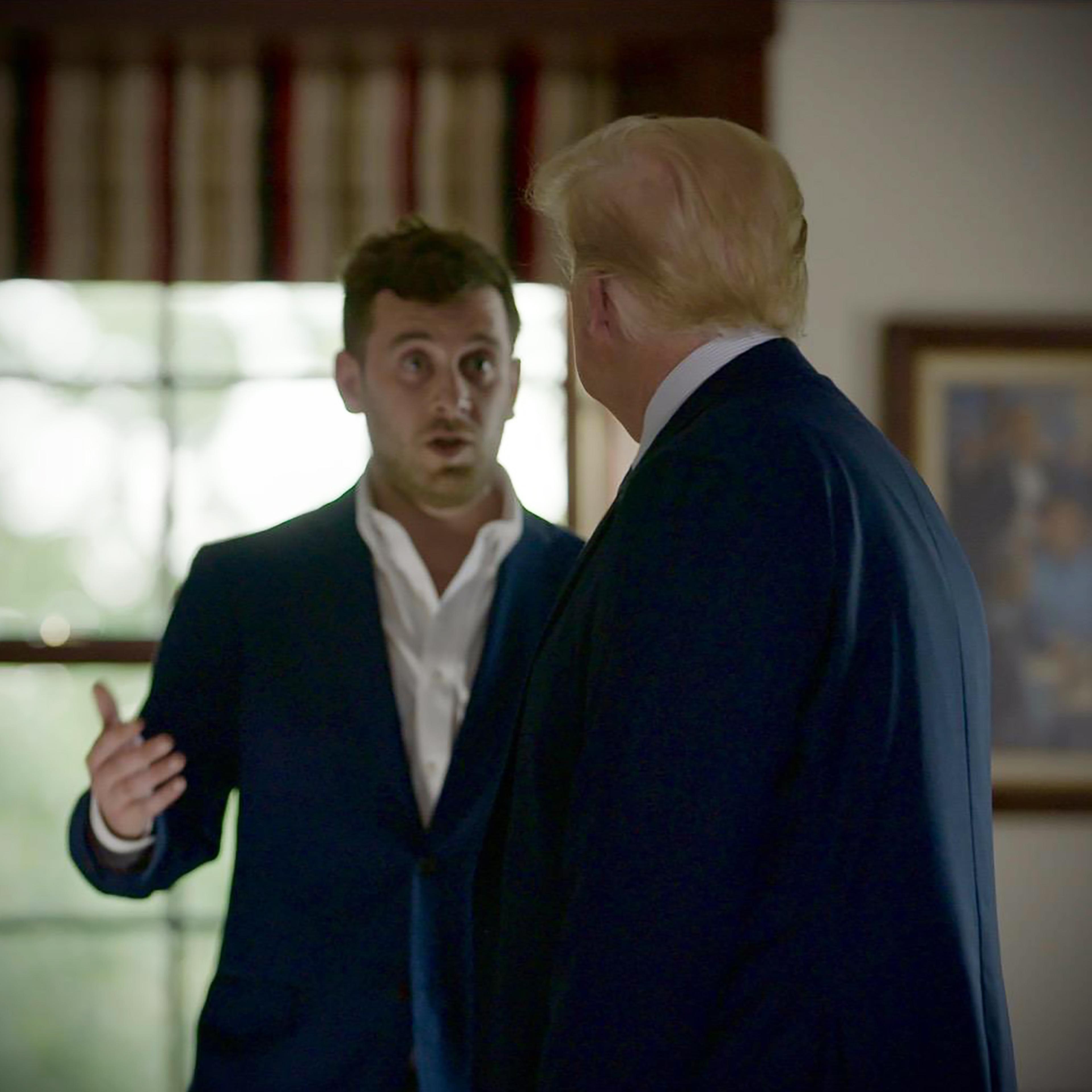 Alex Holder, left, with Donald Trump. All three parts of Holder's documentary on the Trumps will premiere on Discovery Plus on Sunday.