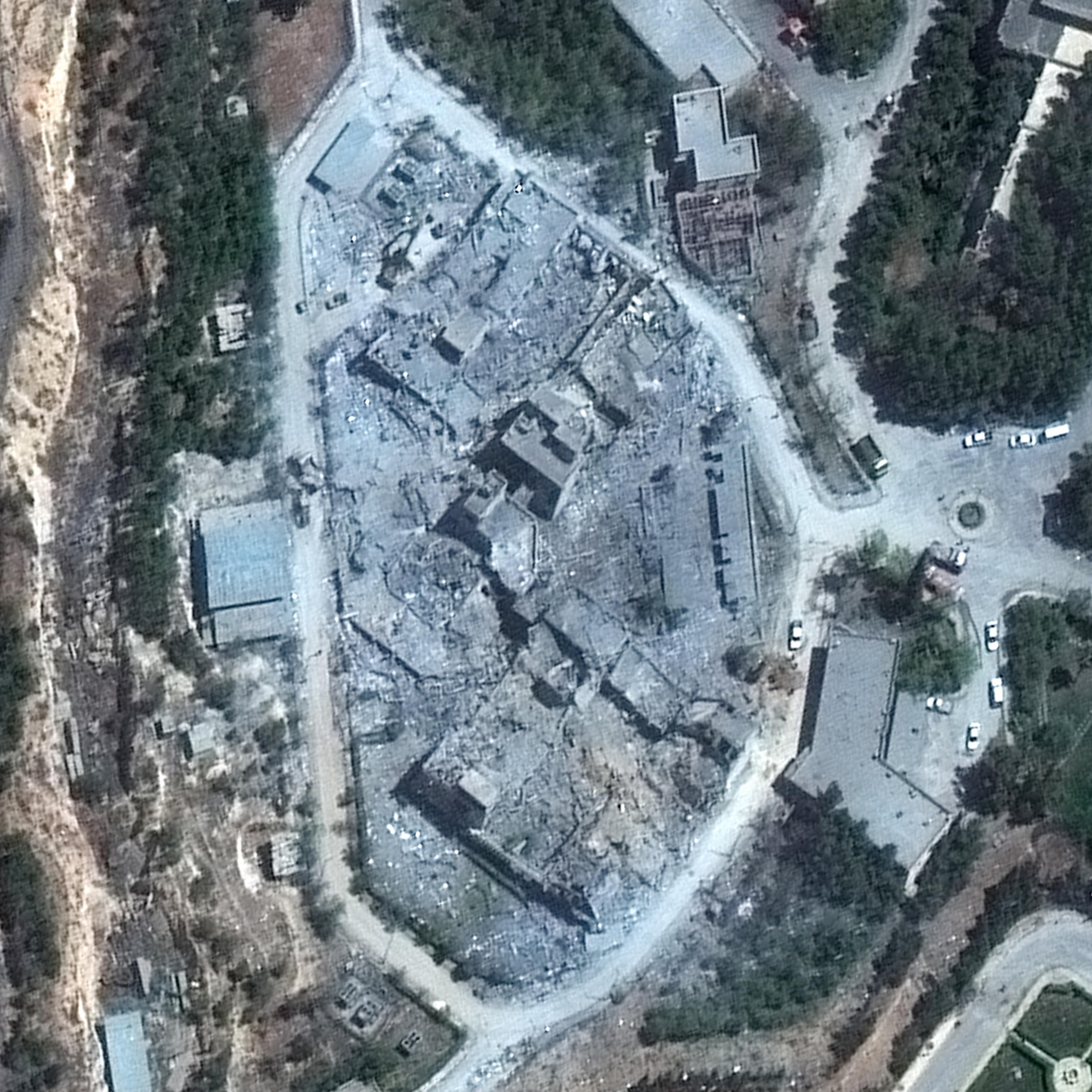 This satellite image, taken Monday morning, shows the Barzah Research and Development Center in Damascus after it was struck by coalition forces on Friday.