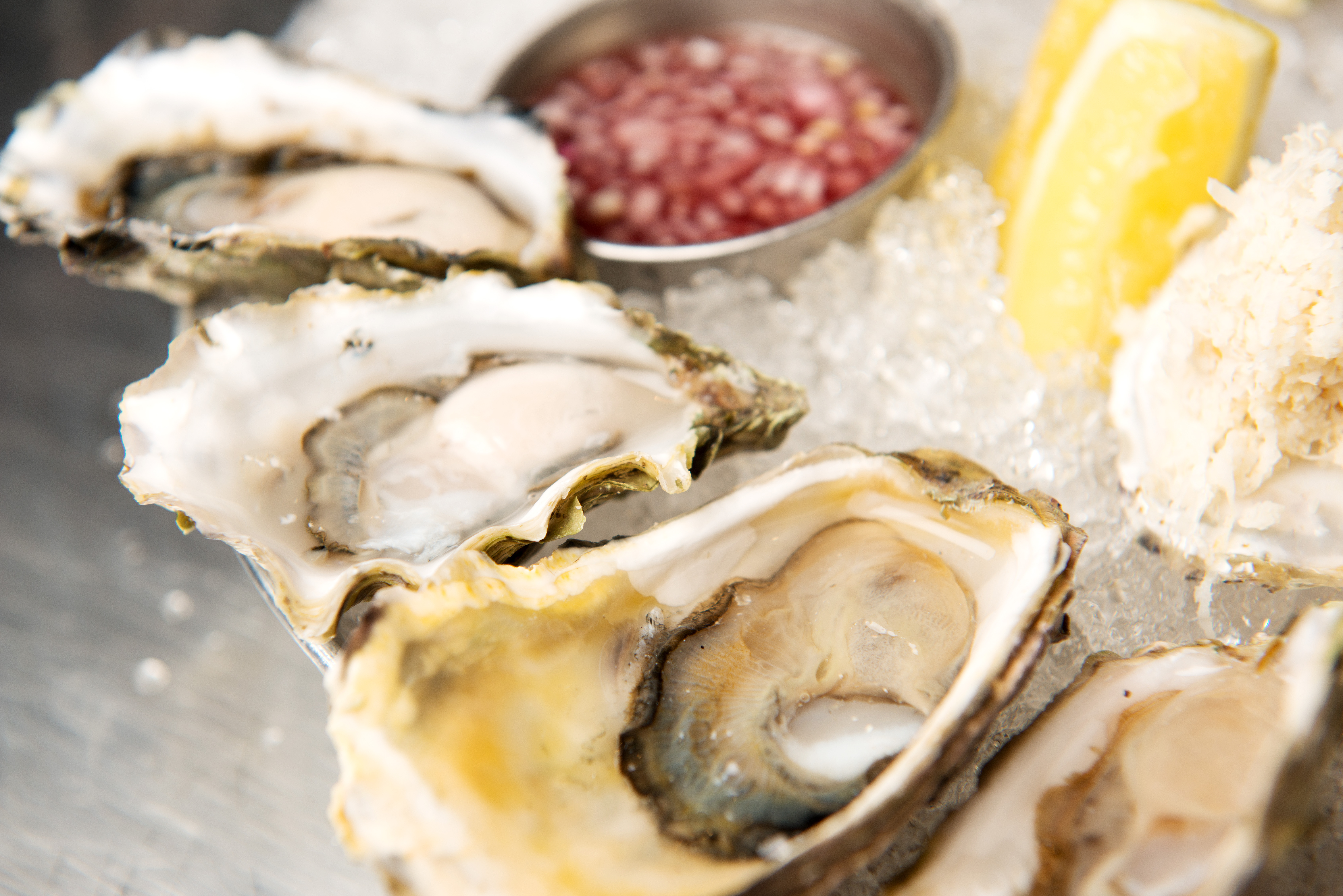 Oyster platter at Whistler's Bearfoot Bistro restaurant.  Whistler BC, Canada.