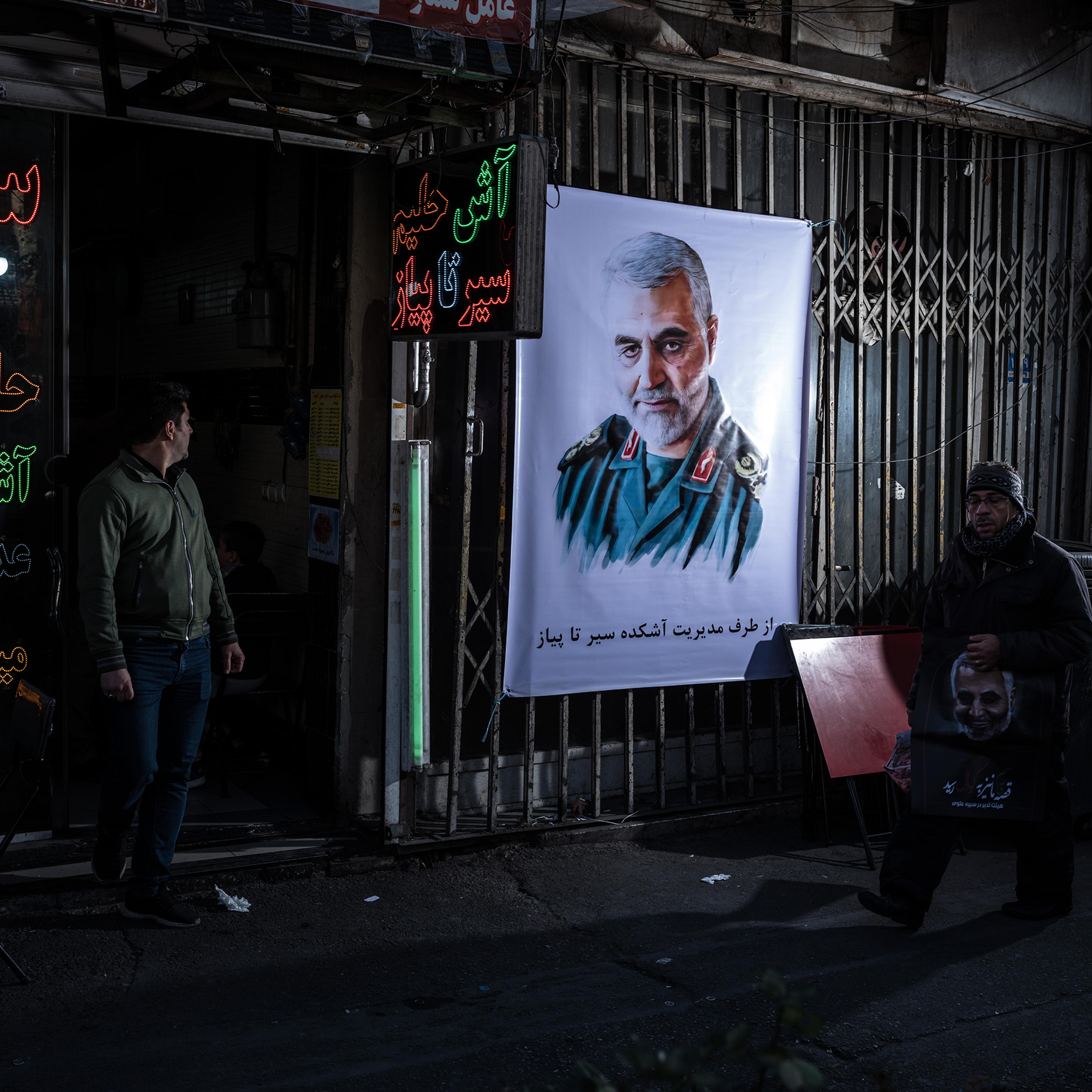 A poster of Qasem Soleimani on a street in Tehran on Jan. 6.