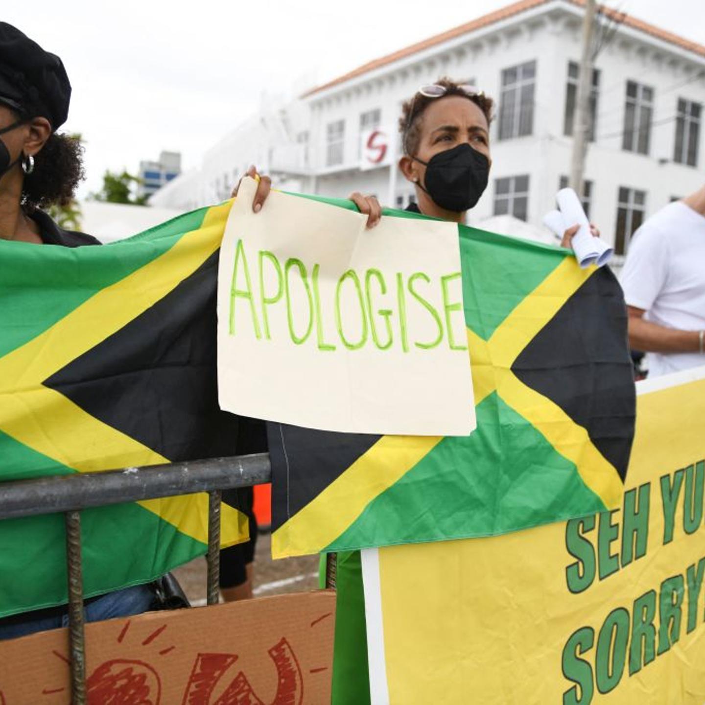 JAMAICA-UK-PROTEST-ROYALS