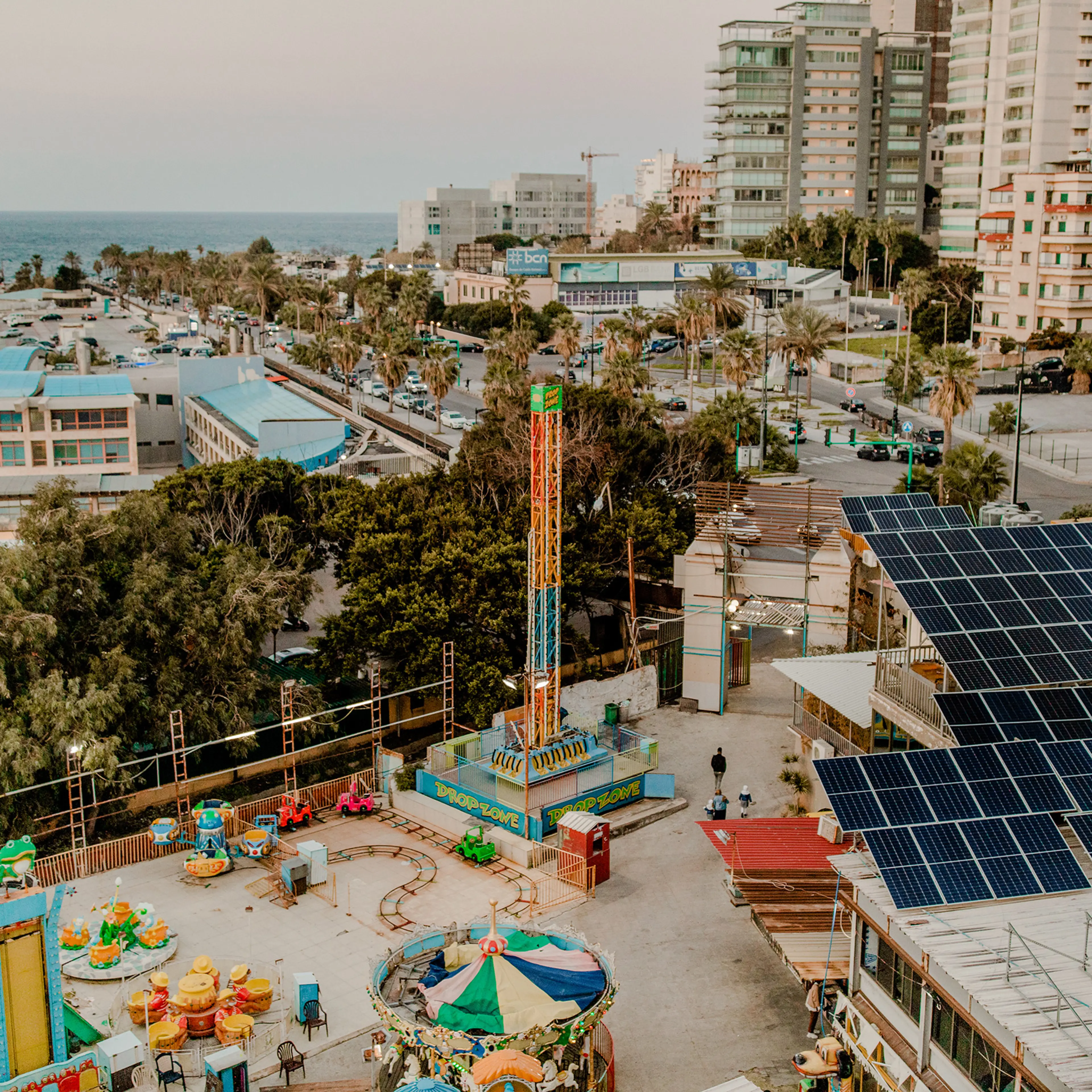 Solar panels at Luna Park in Raouche, Beirut, Lebanon on Feb. 13.