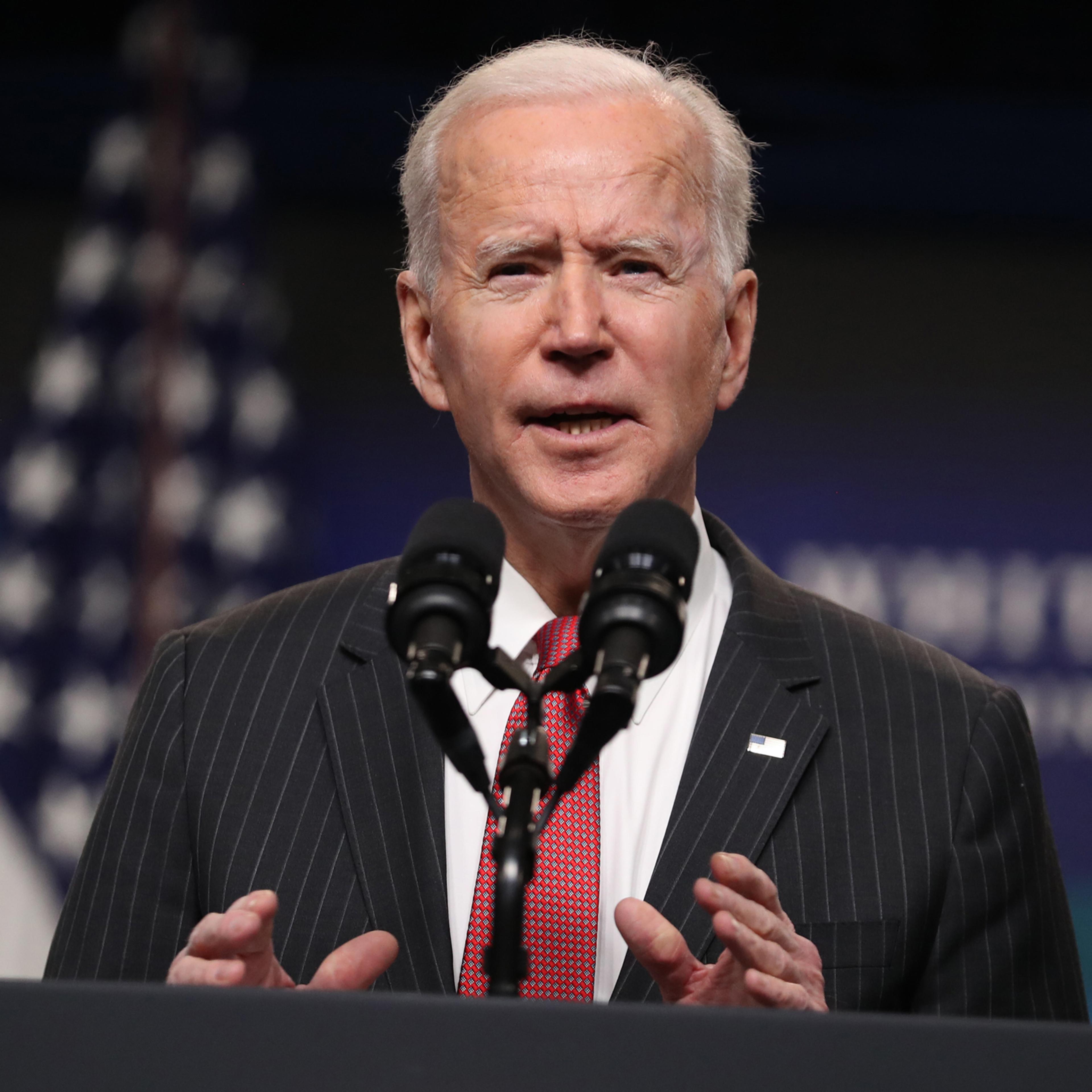 President Joe Biden delivers remarks on the administration's response to the military coup in Myanmar, at the South Court Auditorium at the Eisenhower Executive Office Building in Washington, Wednesday, Feb. 10, 2021. (Oliver Contreras/The New York Times