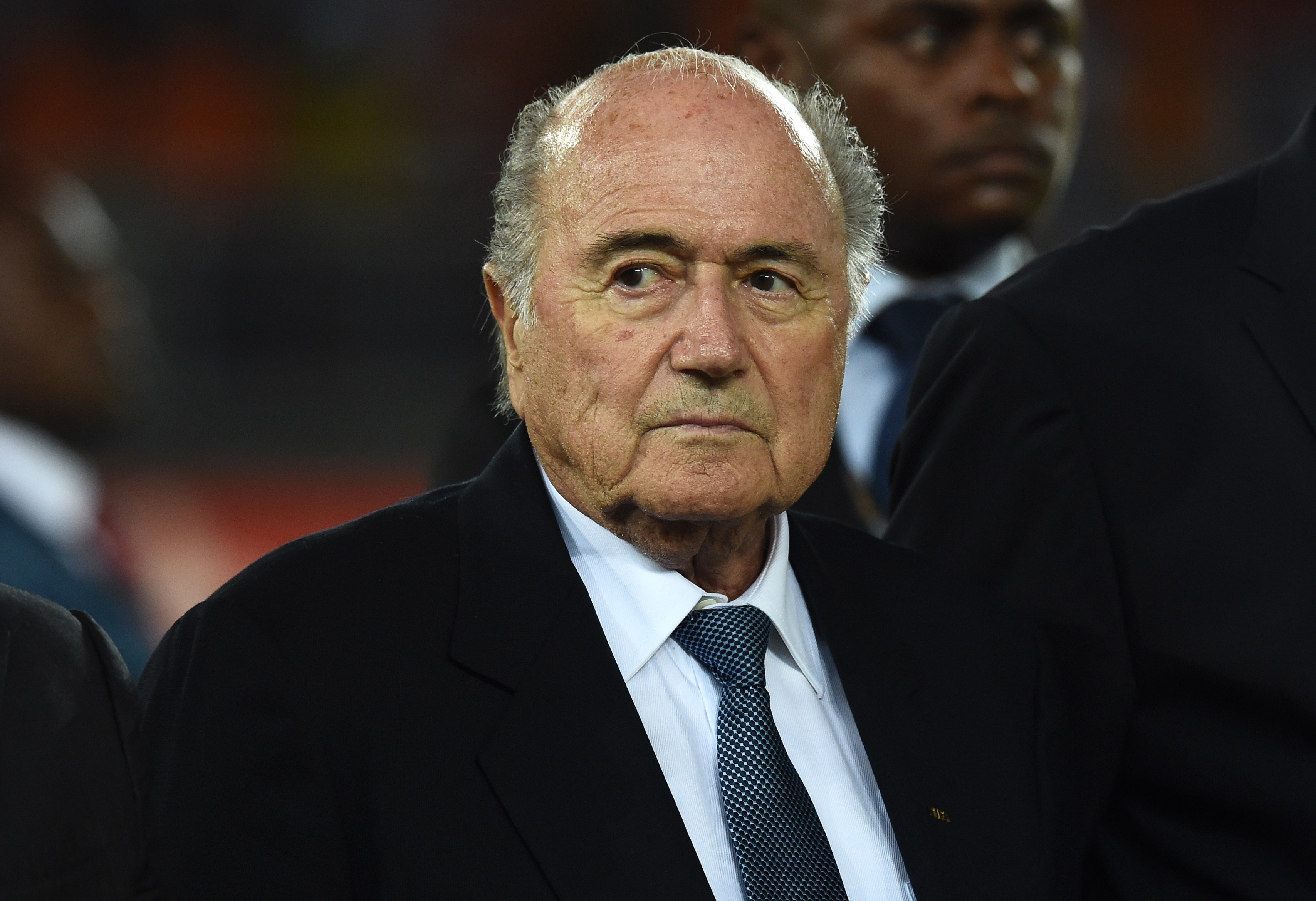 FIFA president Sepp Blatter attends the 2015 African Cup of Nations final football match between Ivory Coast and Ghana in Bata on Febr. 8, 2015.