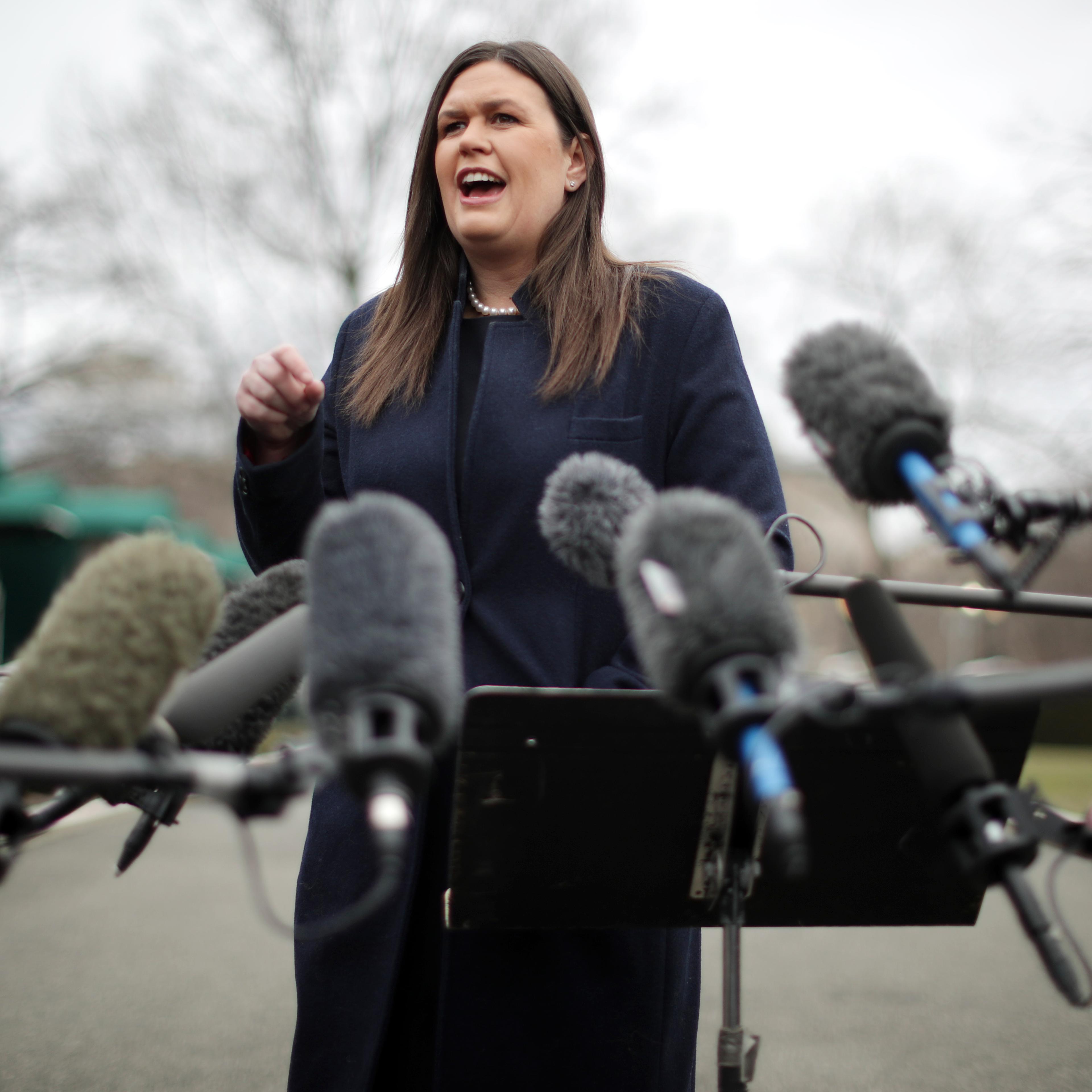 White House Press Secretary Sarah Sanders Speaks To The Media At The White House