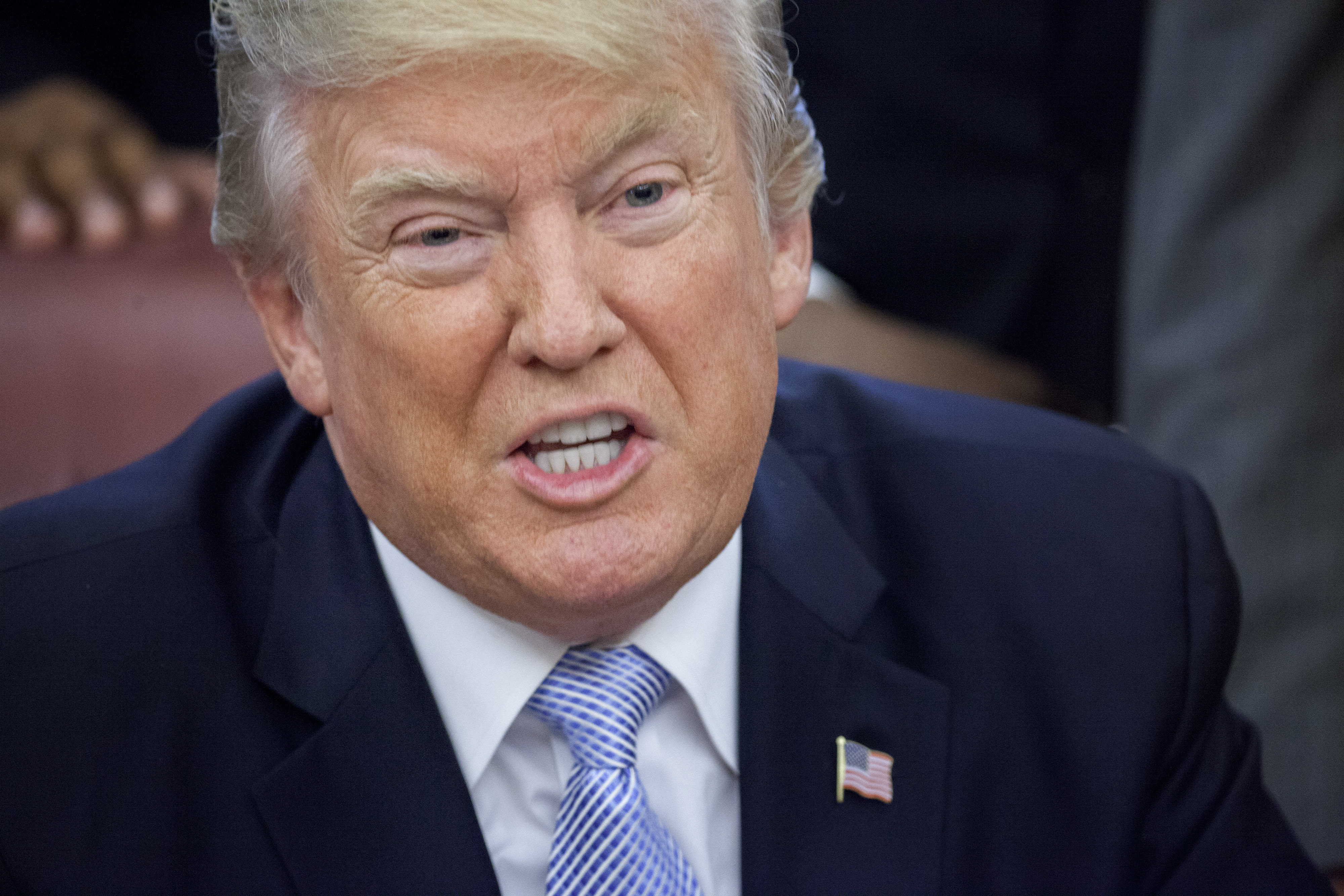 U.S. President Donald Trump speaks before signing a proclamation declaring a day of prayer in the Oval Office of the White House in Washington, D.C., on Sept. 1, 2017.
