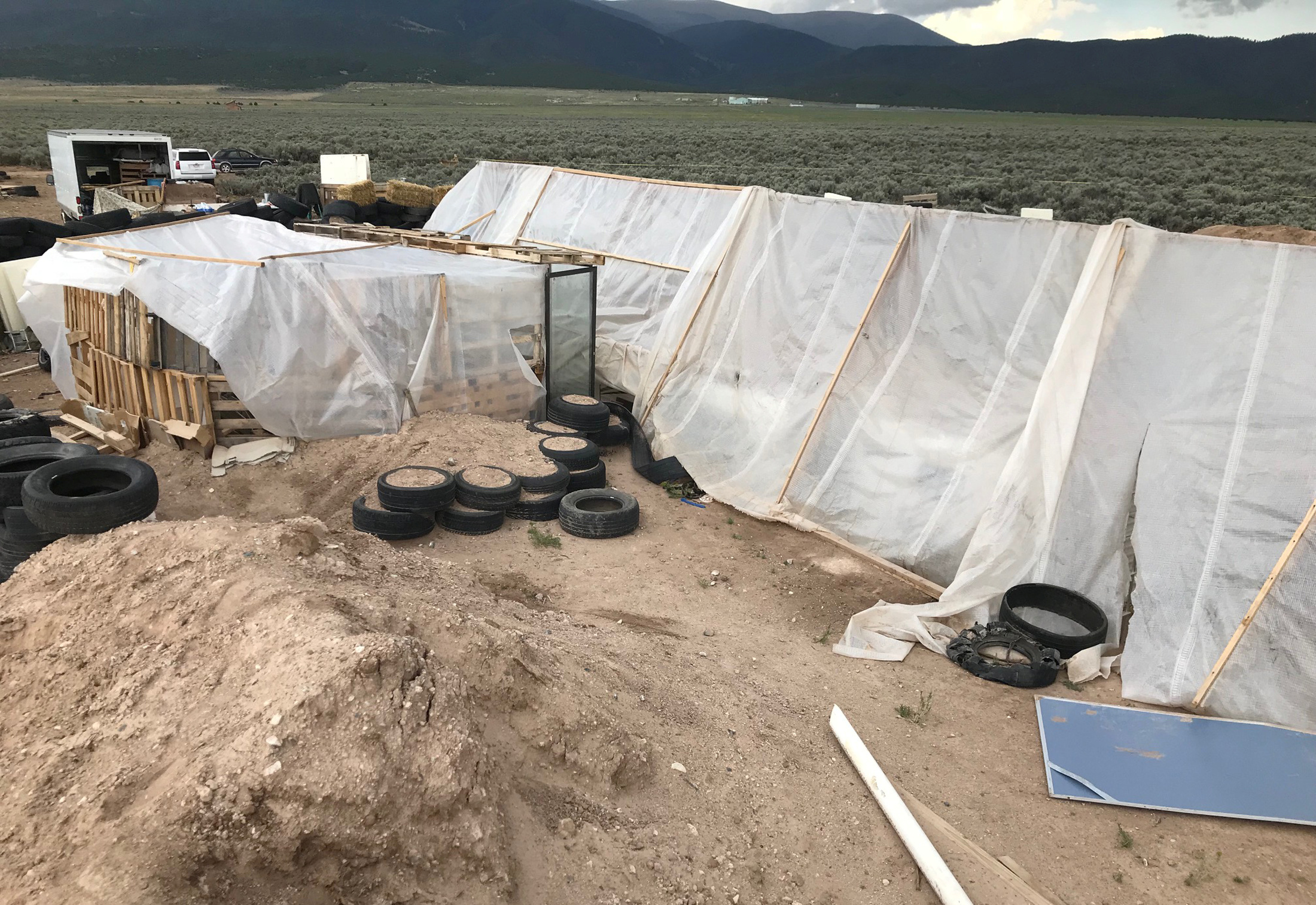A view of the compound in rural New Mexico where 11 children were taken in protective custody after a raid by authorities near Amalia, New Mexico