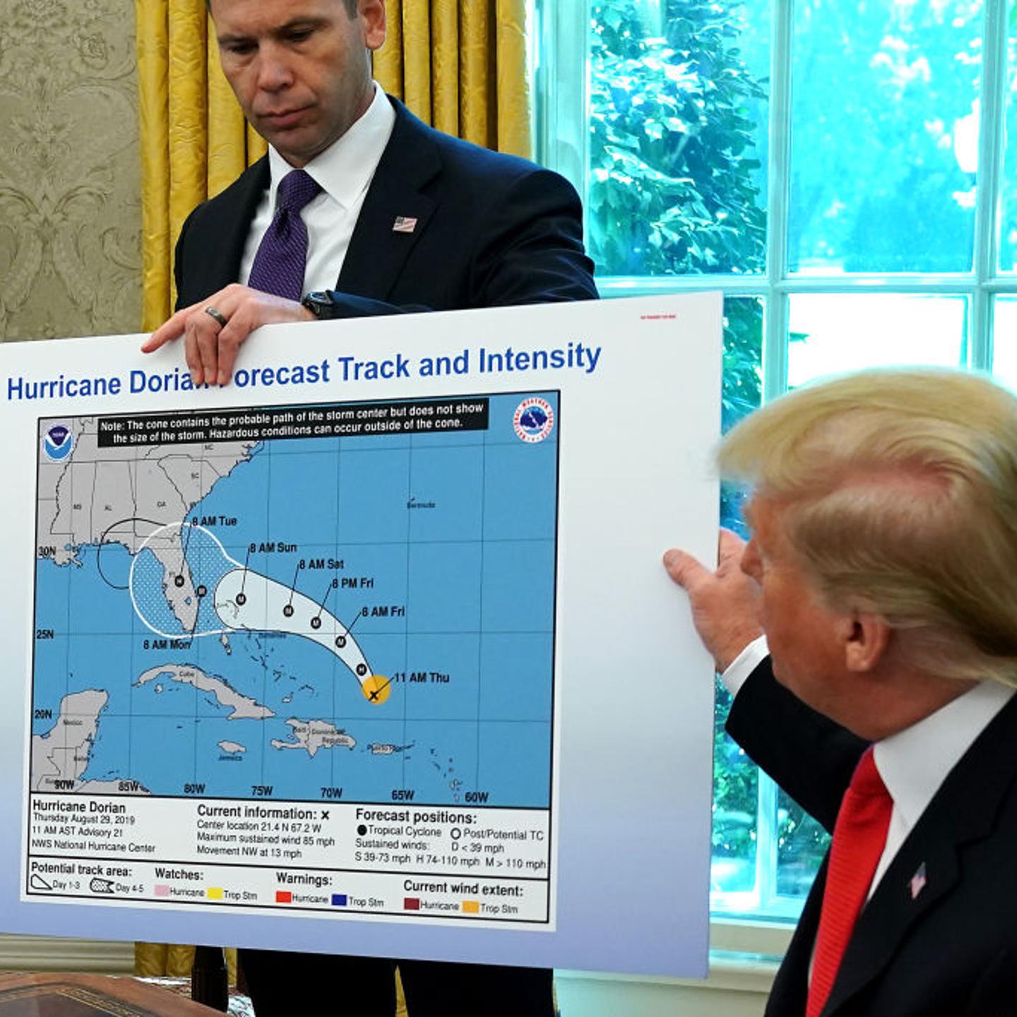 President Trump Receives Briefing On Hurricane Dorian At White House