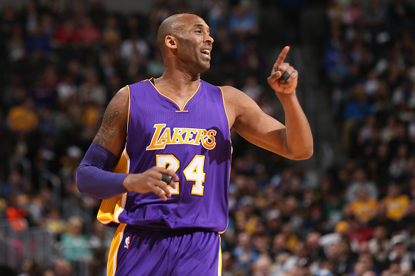 Kobe Bryant #24 of the Los Angeles Lakers takes the court against the Denver Nuggets at Pepsi Center on March 2, 2016 in Denver, Colorado.