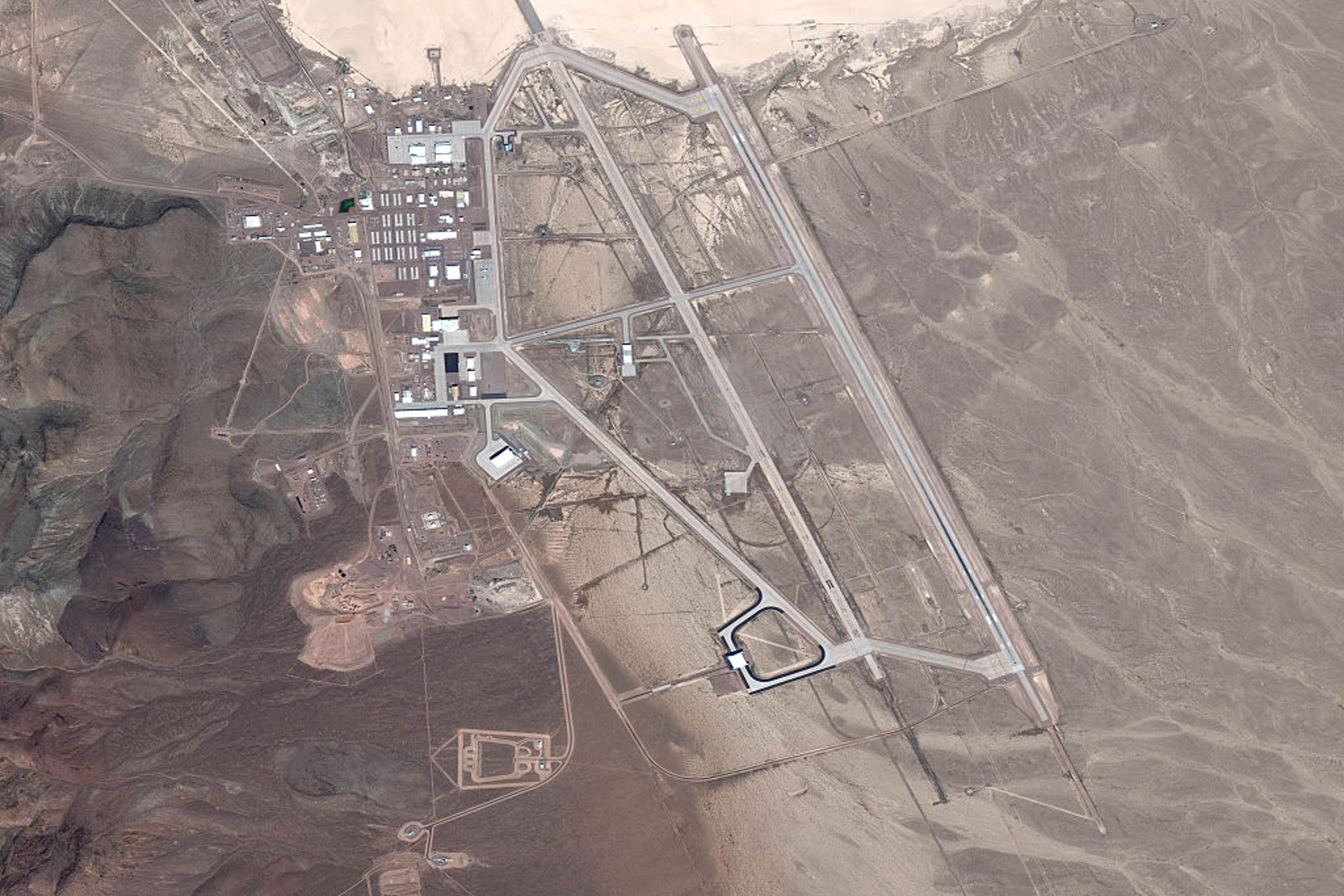 JULY 20, 2016: DigitalGlobe satellite image Area 51. The United States Air Force facility commonly known as Area 51 is a remote detachment of Edwards Air Force Base, within the Nevada Test and Training Range.