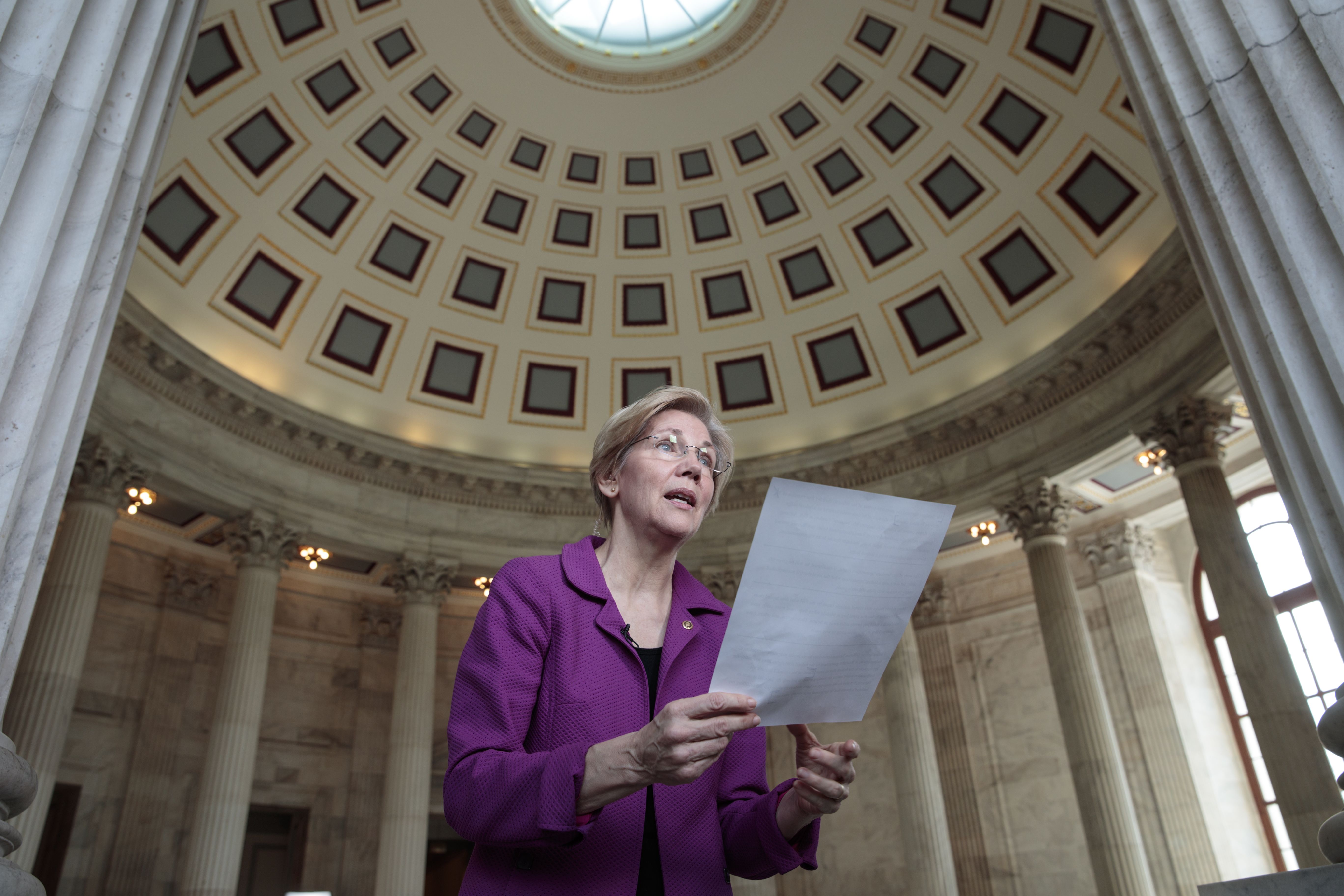 Elizabeth Warren reacts to breaking Senate rules