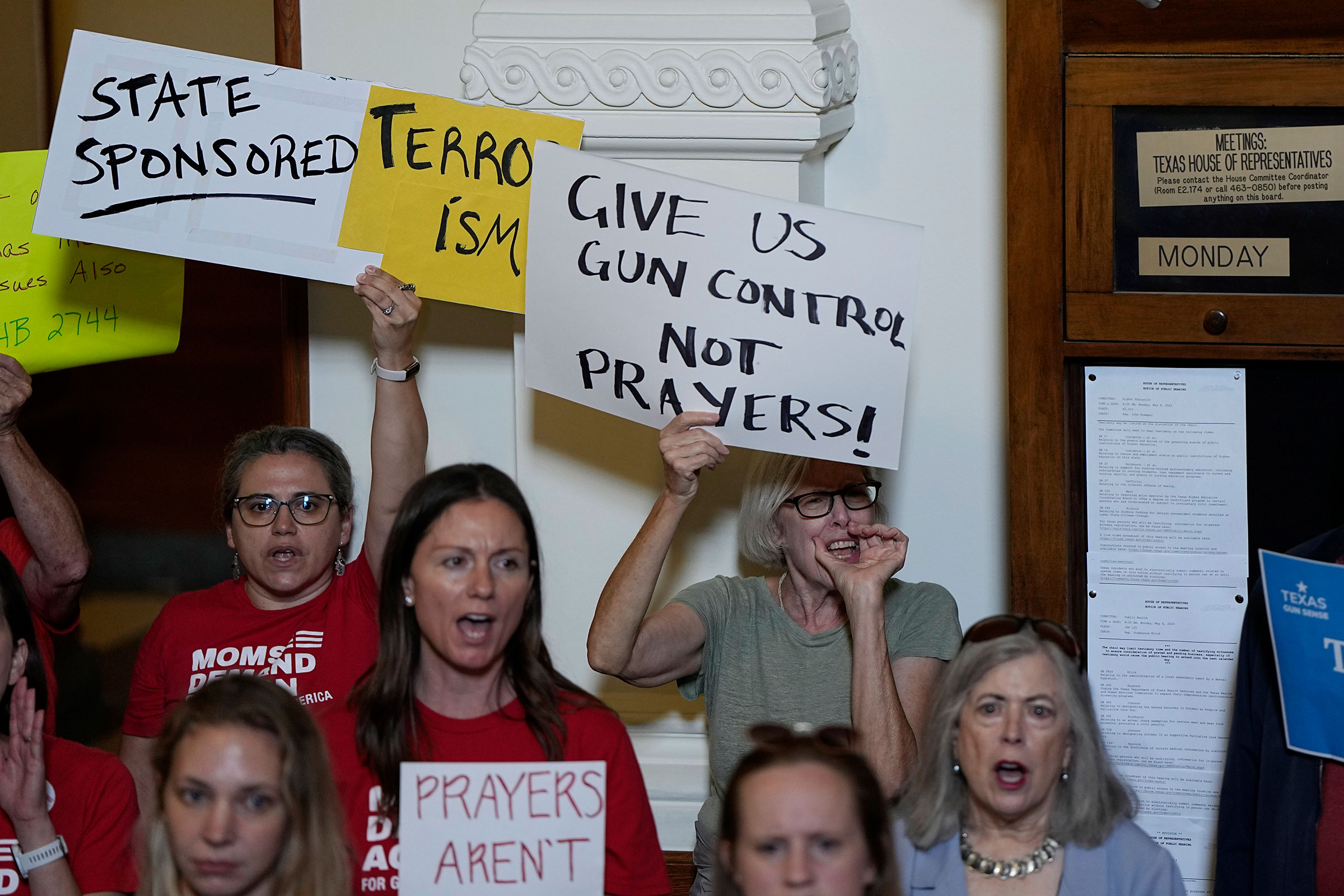 Protesters gather at the Texas Capitol to call for tighter regulations on gun sales in Austin, on May 8, 2023.