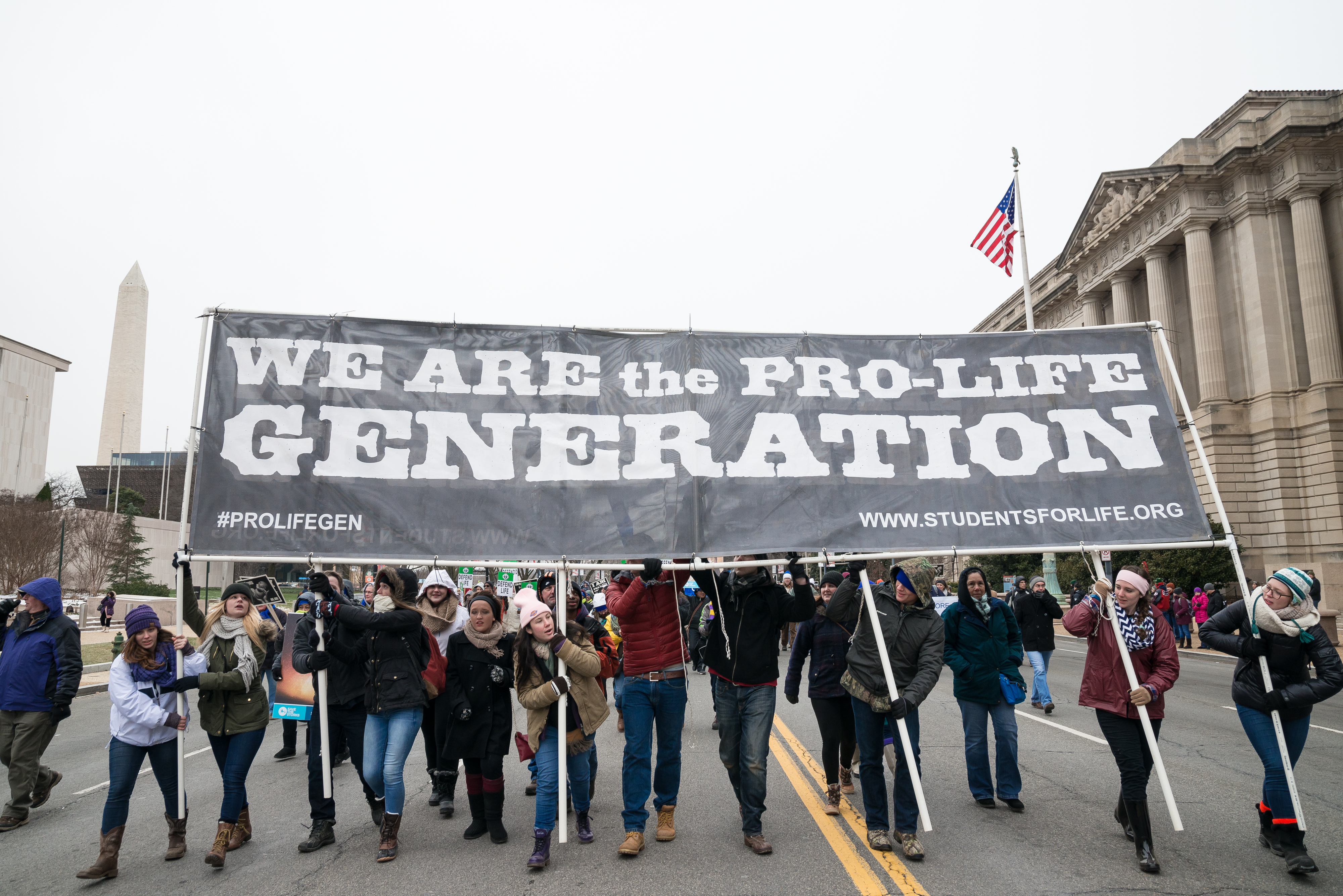 Pro-Life marchers participate in the "March for Life." Tens