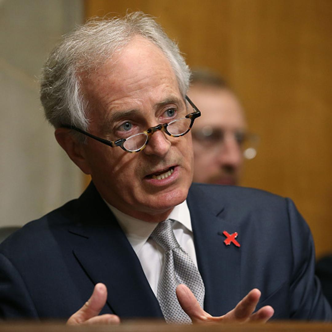 Chairman Bob Corker (R-TN) questions Secretary of State John Kerry, during a Senate Foreign Relations Committee hearing, on Capitol Hill February 23, 2016 in Washington, DC.