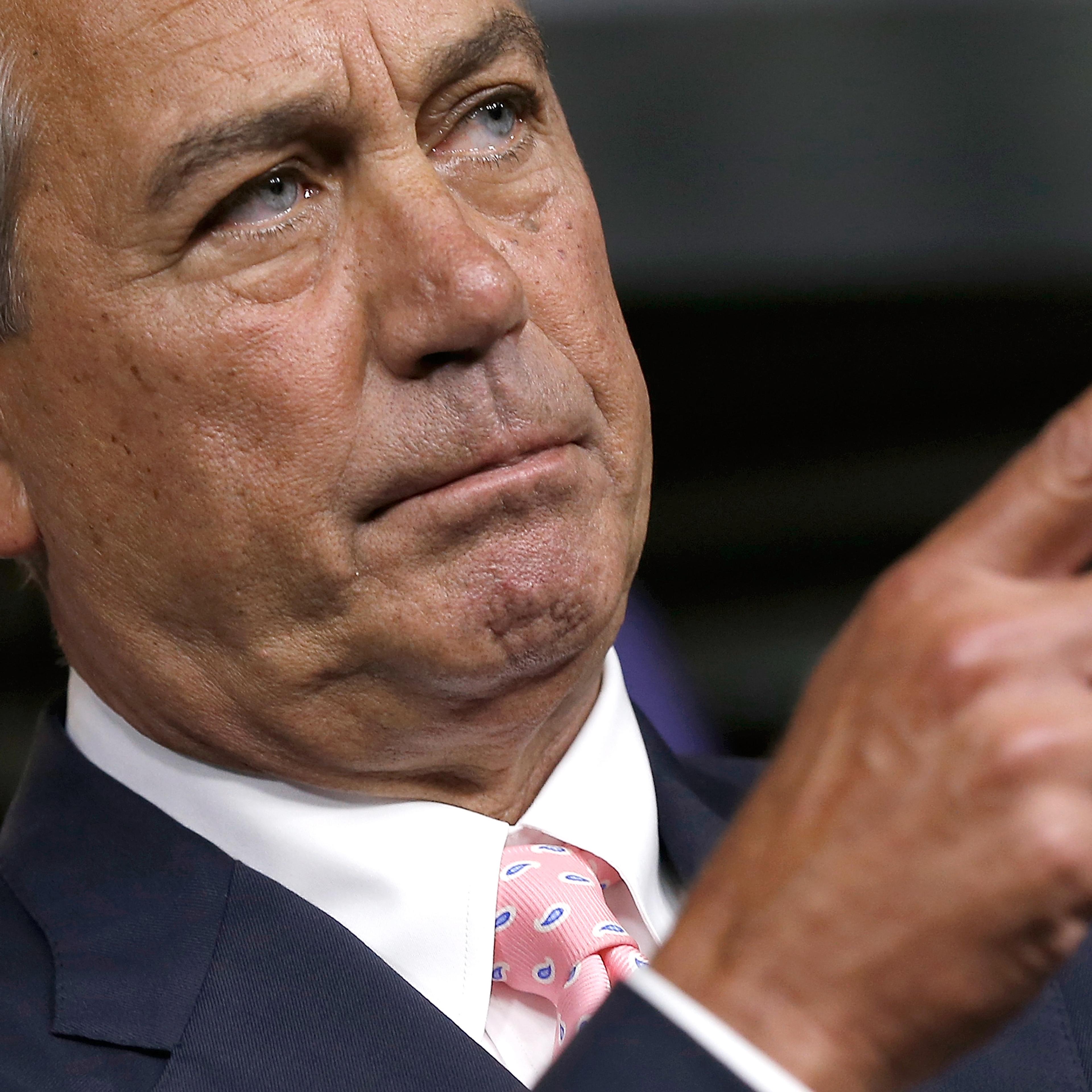 John Boehner Holds Media Briefing At The Capitol