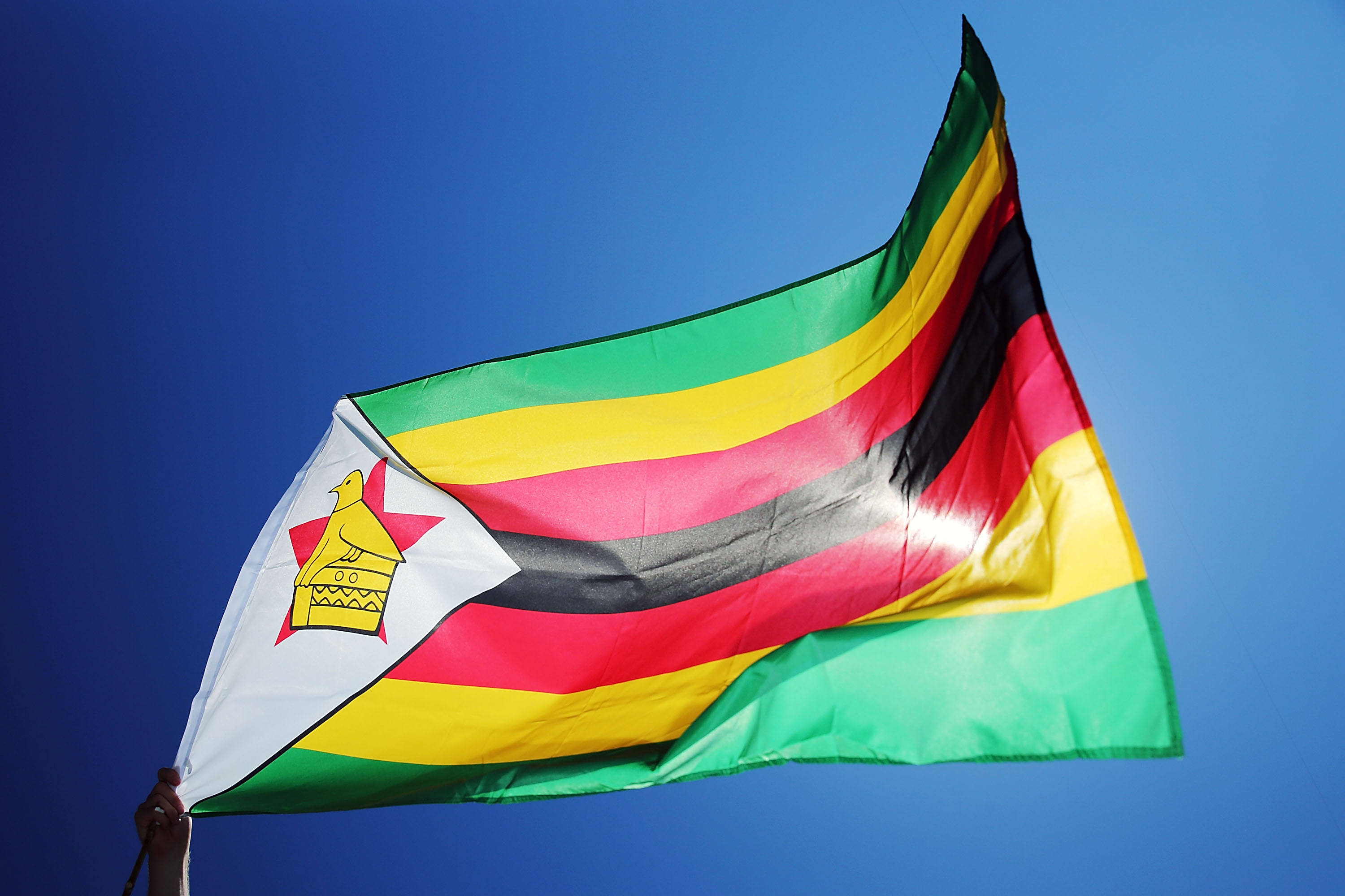 A Zimbabwe flag is seen during the 2015 ICC Cricket World Cup match between India and Zimbabwe at Eden Park on March 14, 2015 in Auckland, New Zealand.