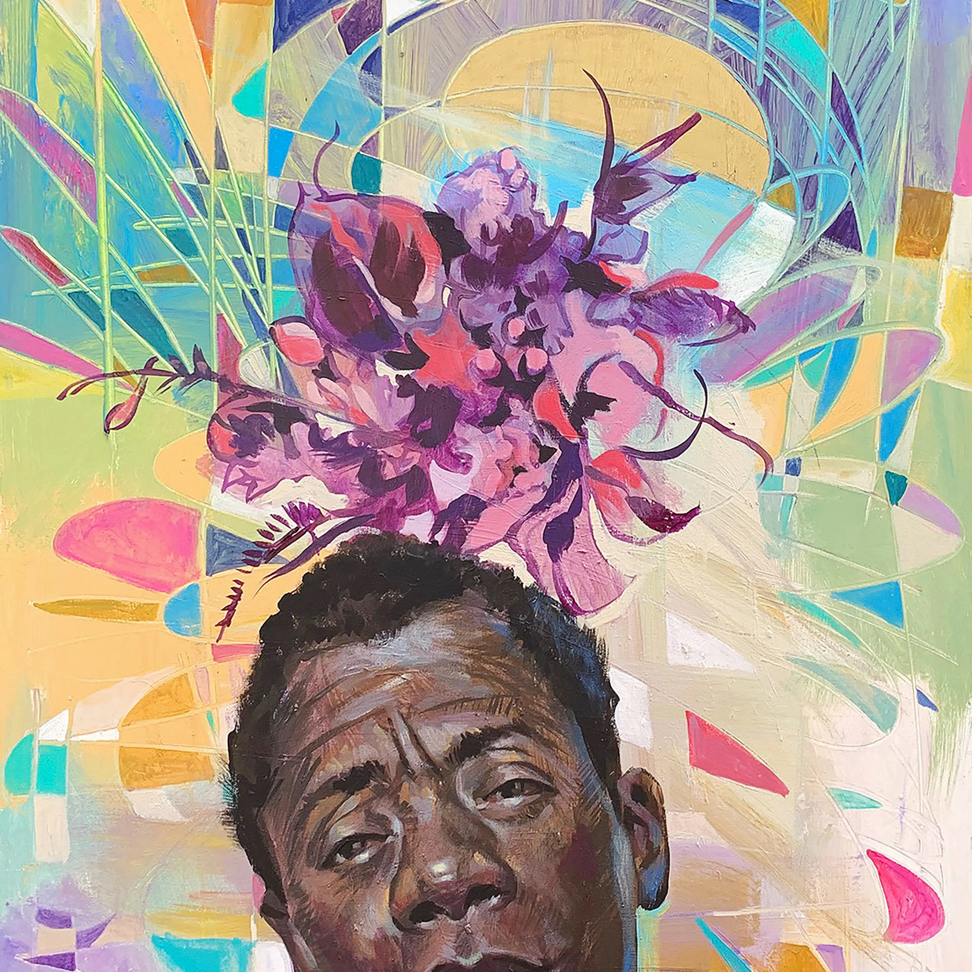 Charly Palmer, "Baldwin Blooms," acrylic on canvas