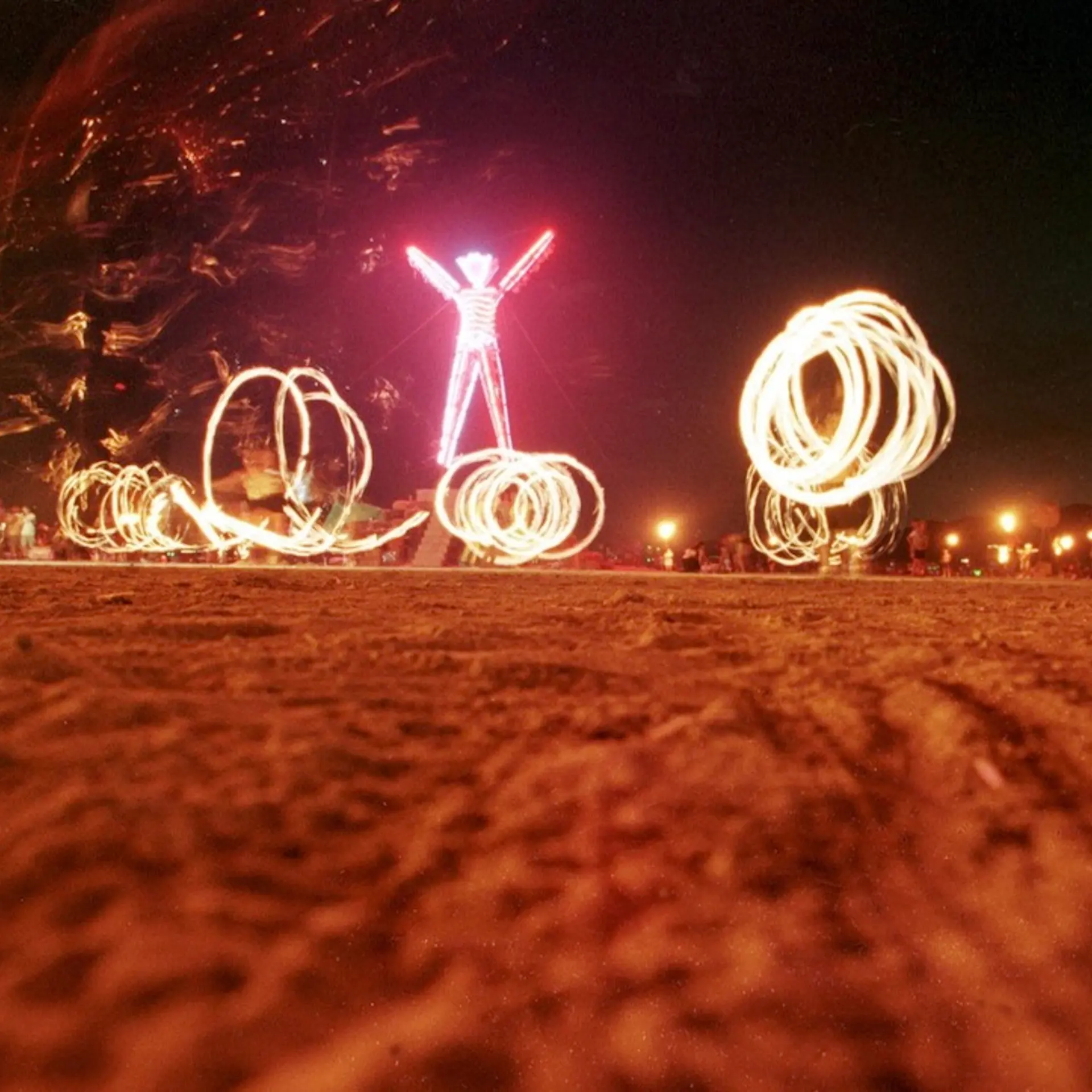 Dancers at the "Burning Man" festival create patte