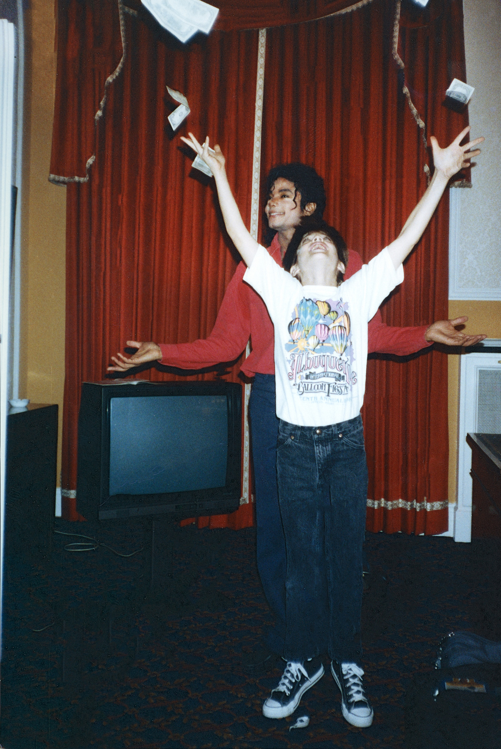 A photo from 'Leaving Neverland' of Michael Jackson and James Safechuck
