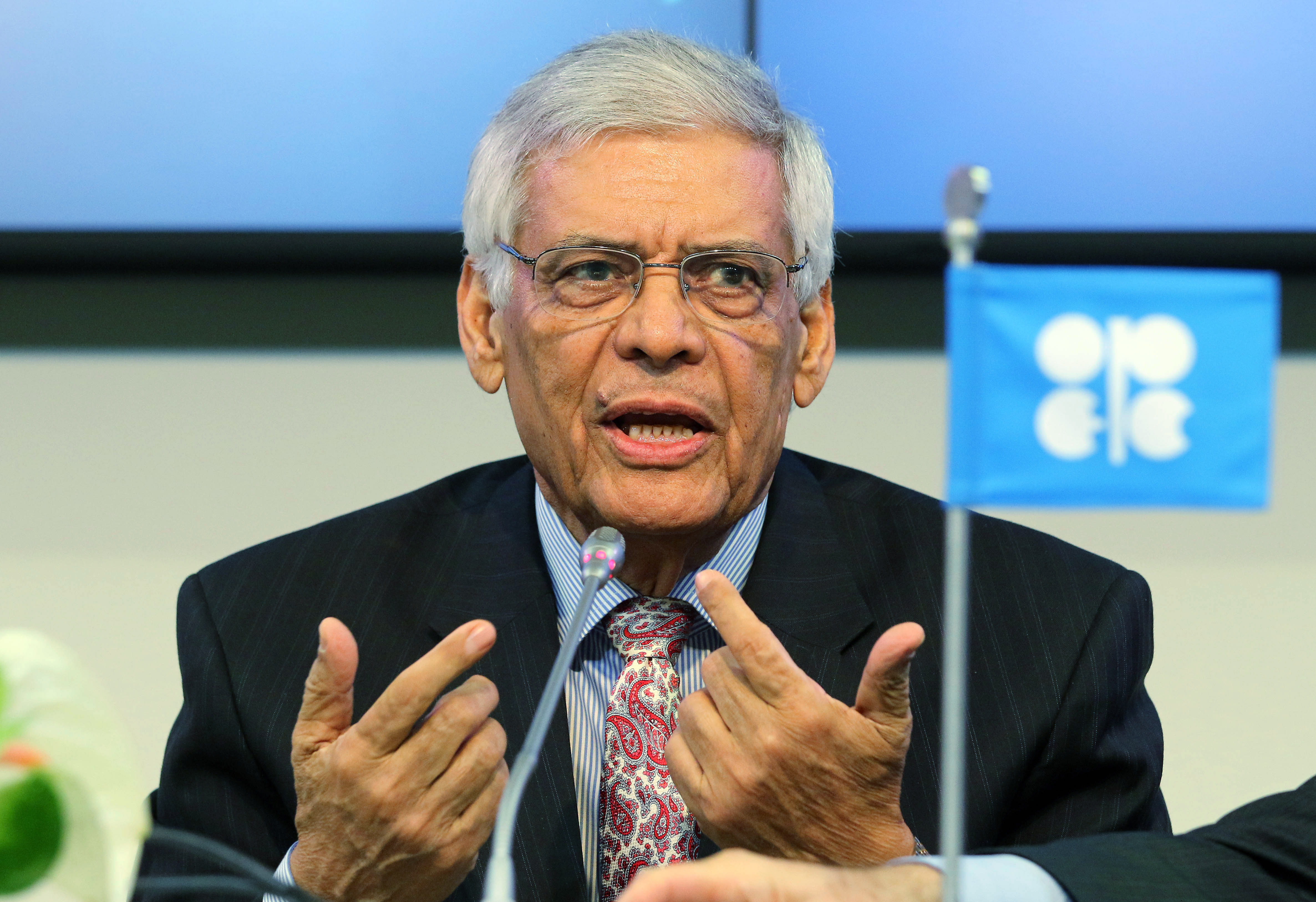 Secretary General of OPEC Abdalla Salem El-Badri of Libya speaks at OPEC meeting in Vienna, Austria on Nov. 27, 2014.