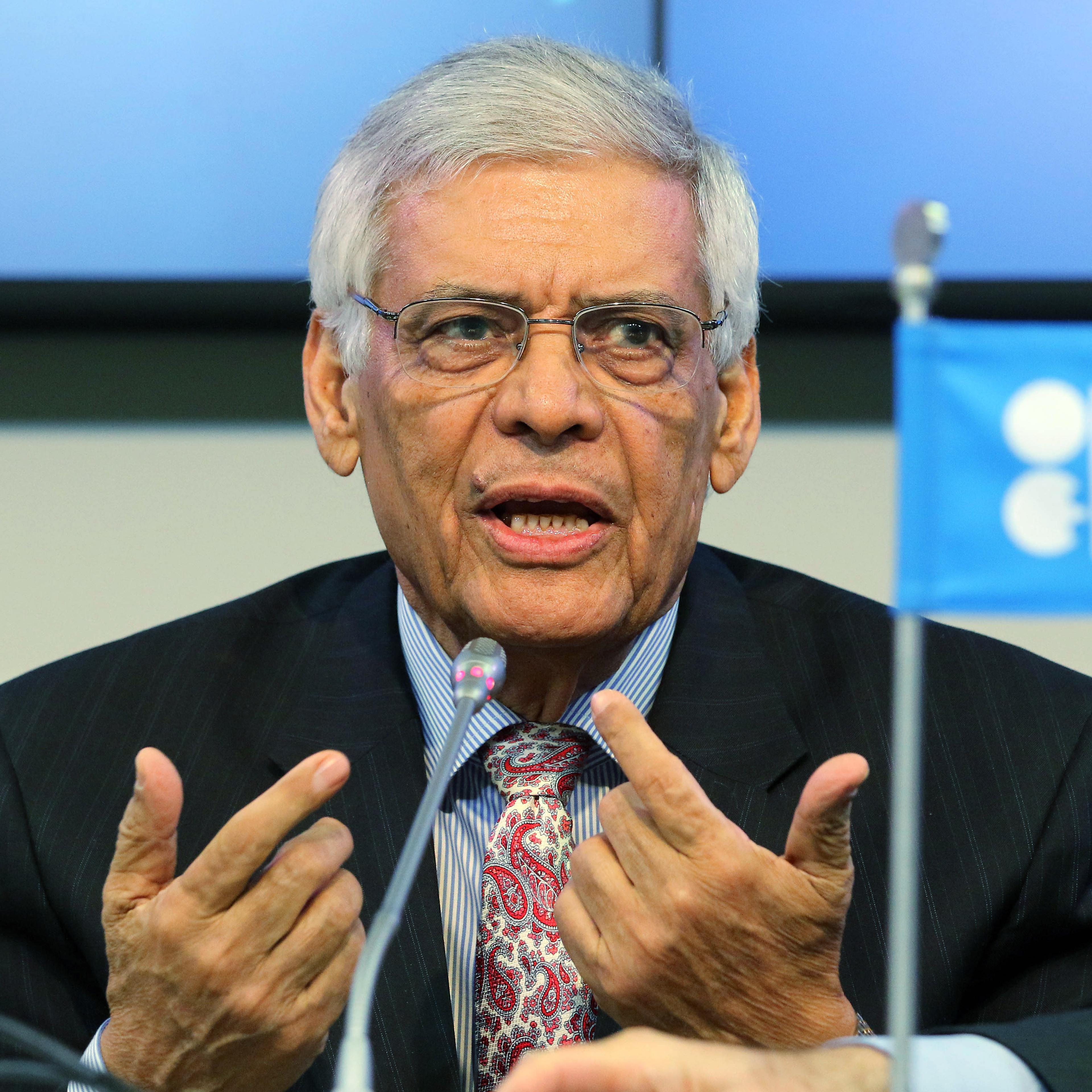 Secretary General of OPEC Abdalla Salem El-Badri of Libya speaks at OPEC meeting in Vienna, Austria on Nov. 27, 2014.