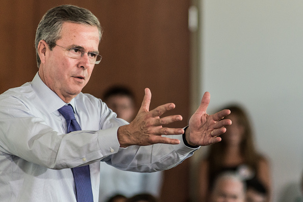 Republican presidential candidate and former Florida Gov. Jeb Bush answers questions from employees of Nephron Pharmaceutical Company June 29, 2015 in West Columbia, South Carolina.