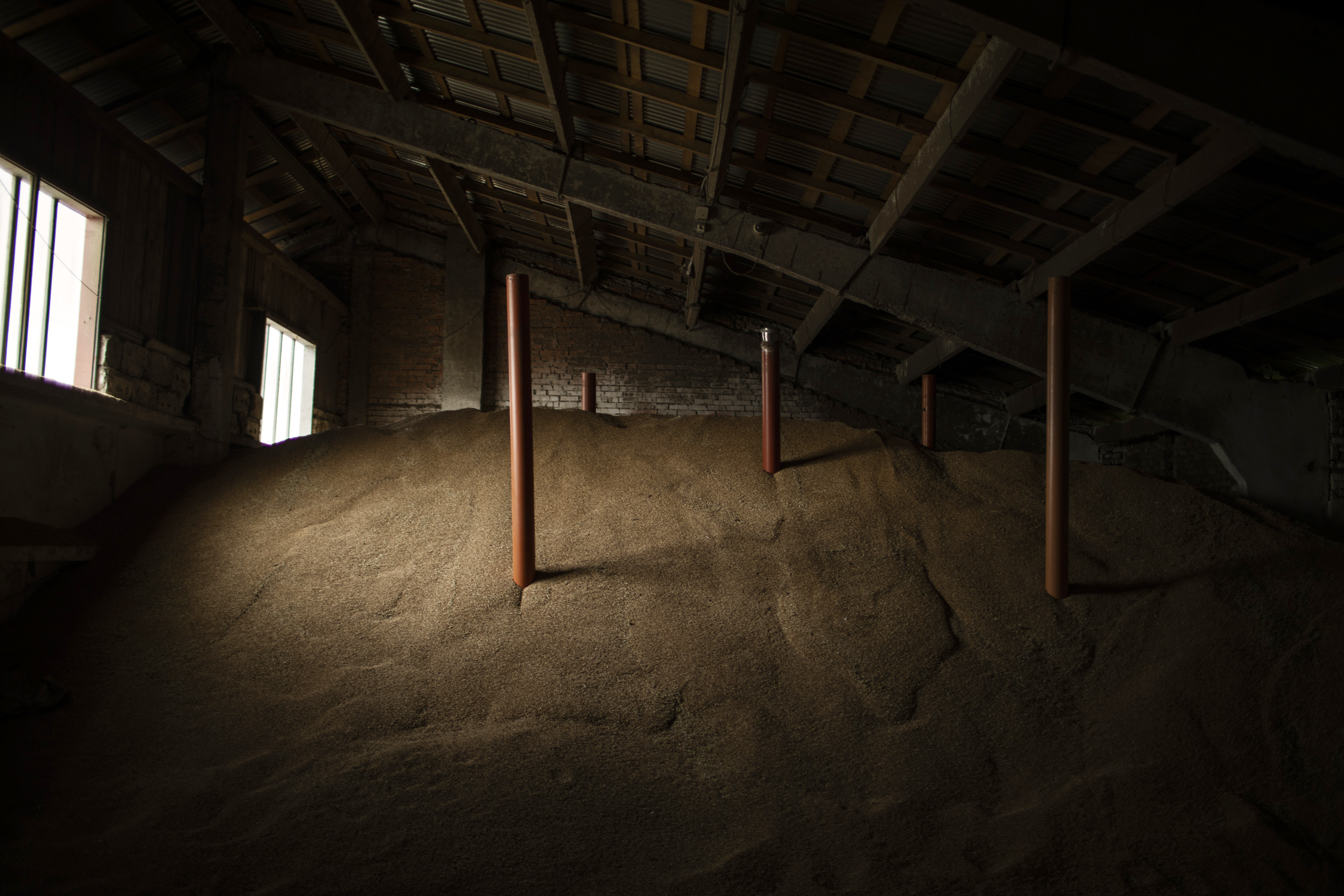Wheat storage on a farm outside Lviv, Ukraine, on May 17, 2022.