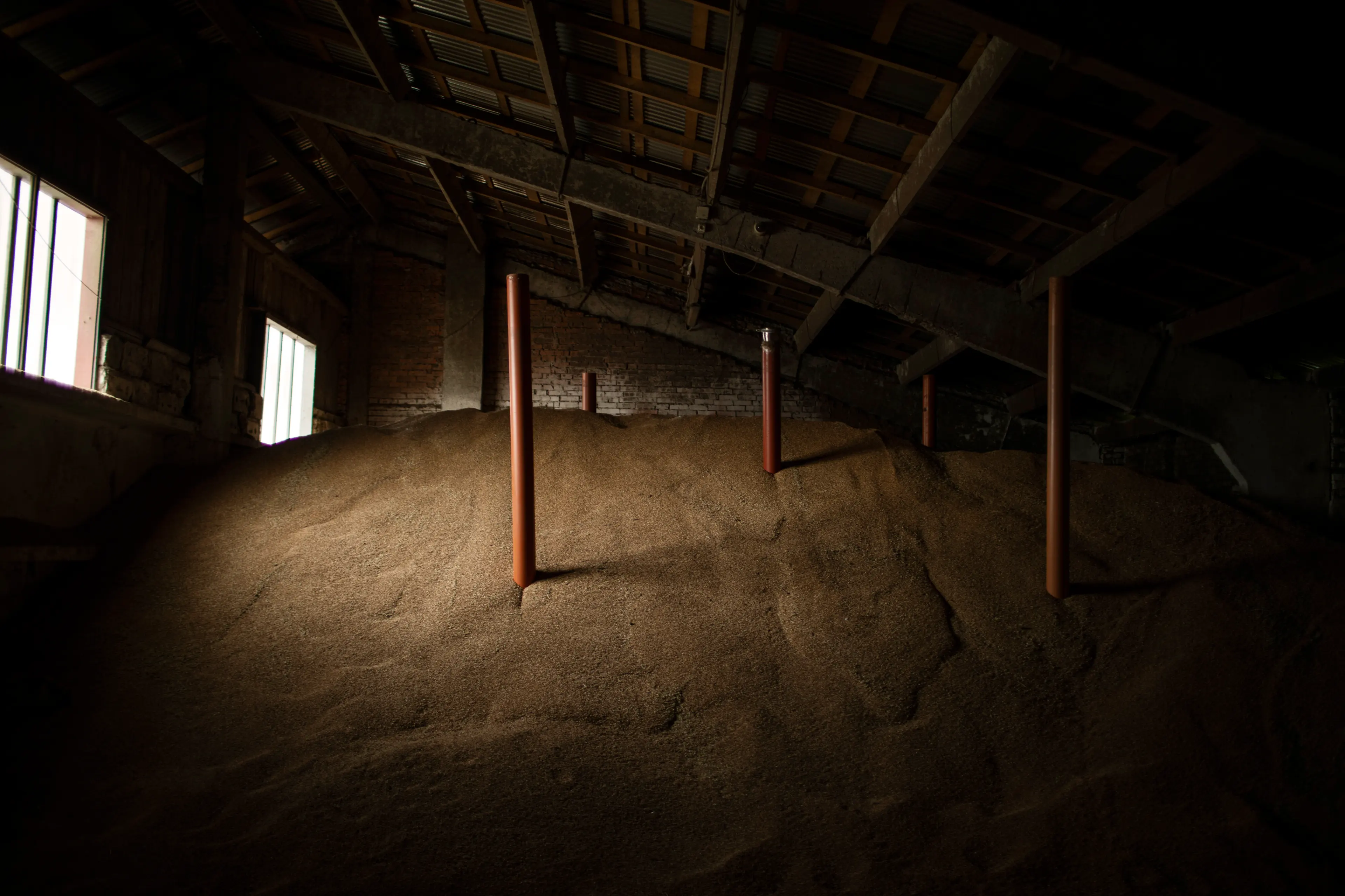 Wheat storage on a farm outside Lviv, Ukraine, on May 17, 2022.