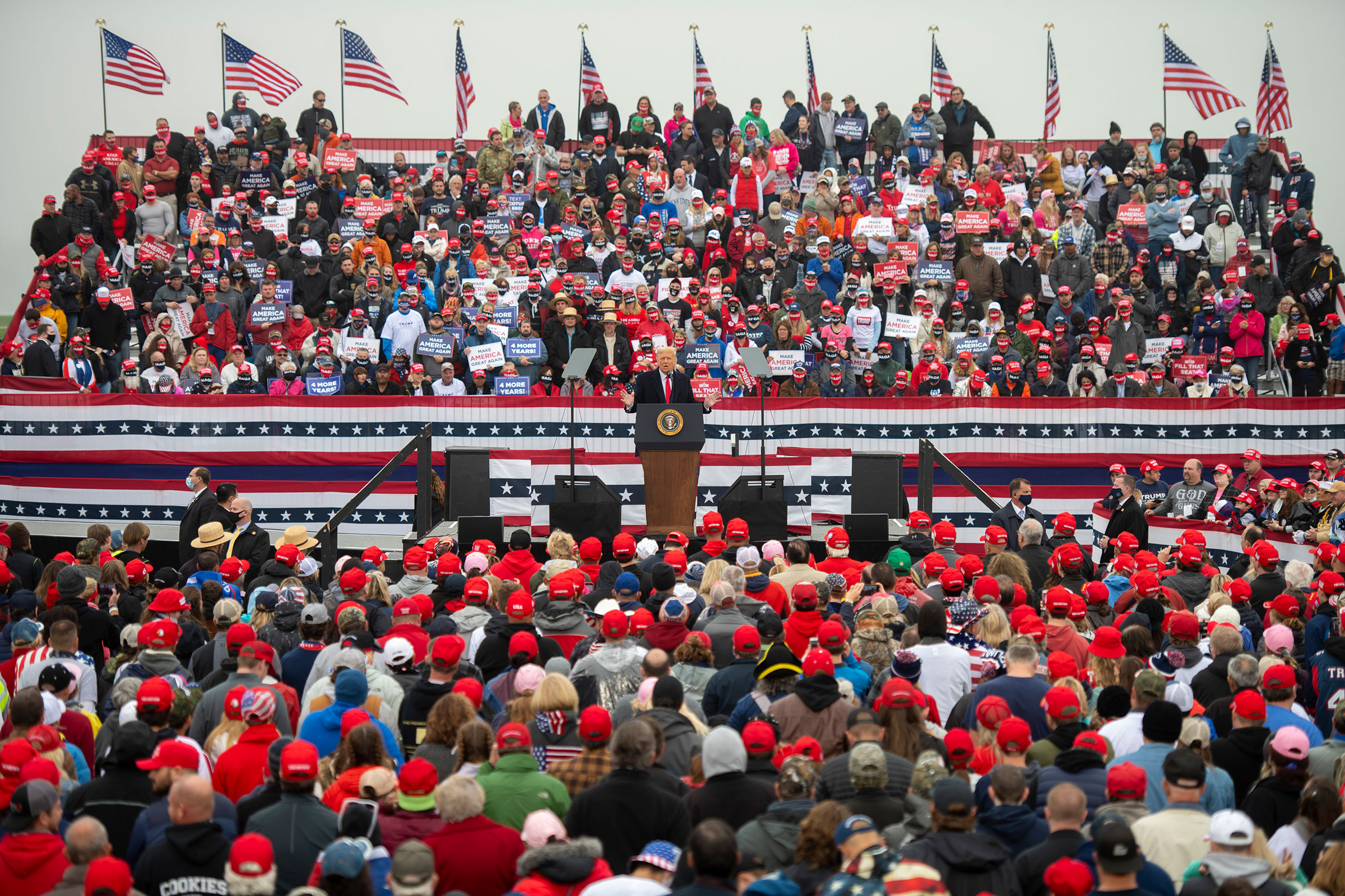 President Donald Trump holds a rally in Lititz, Penn. on Oct. 26, 2020.