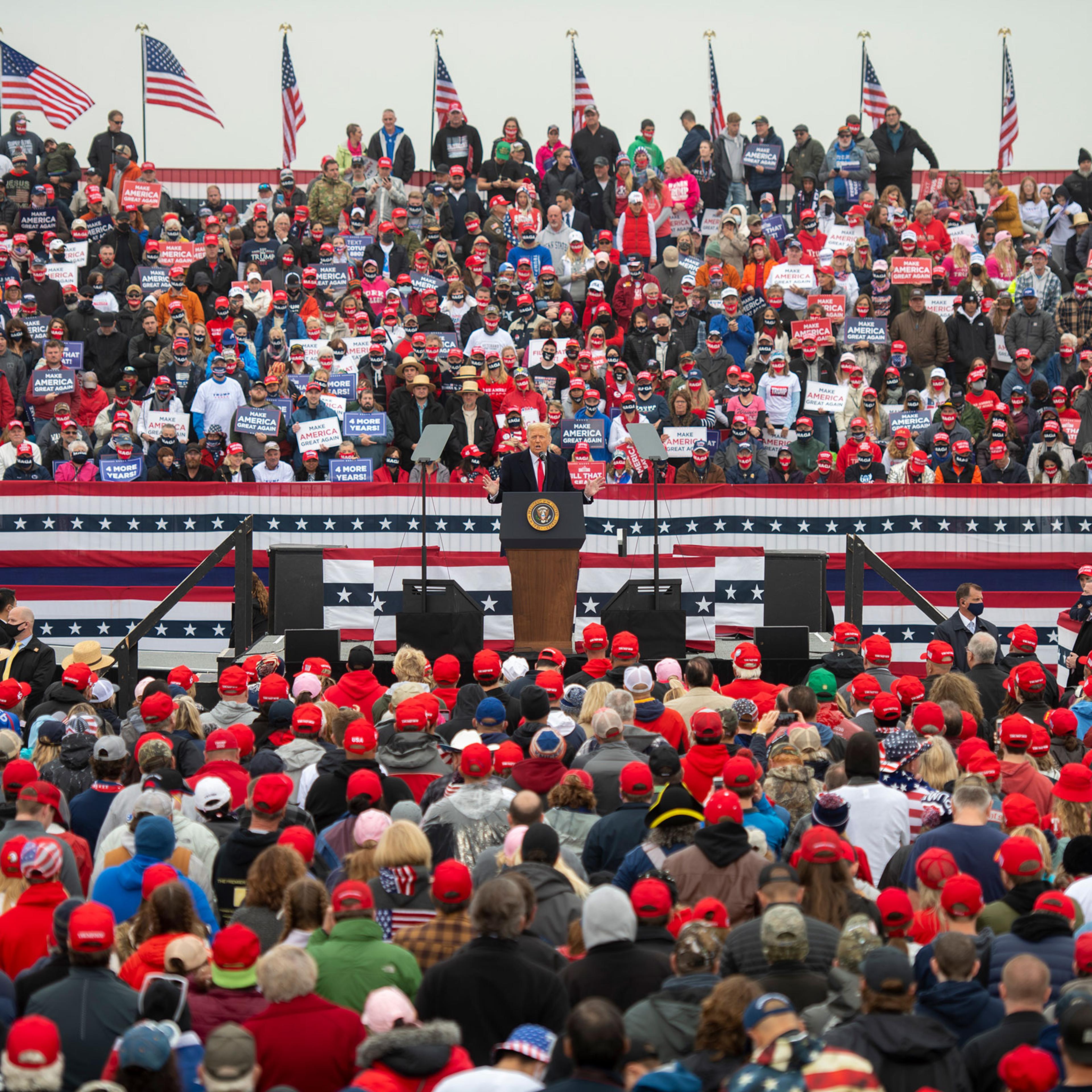 President Donald Trump holds a rally in Lititz, Penn. on Oct. 26, 2020.