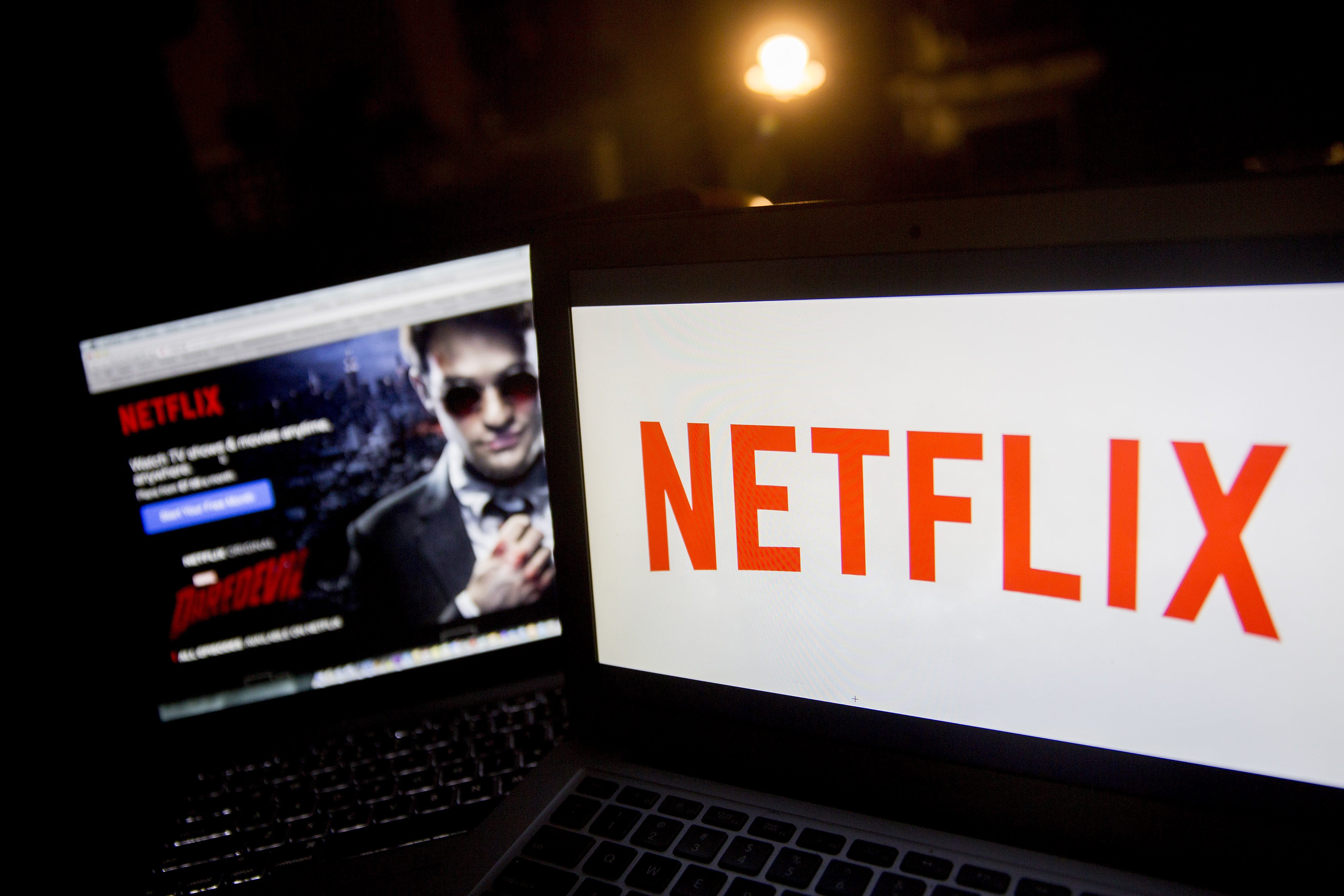 The Netflix Inc. logo and website are displayed on laptop computers for a photograph in Washington, D.C., U.S., on Tuesday, April 14, 2015.
