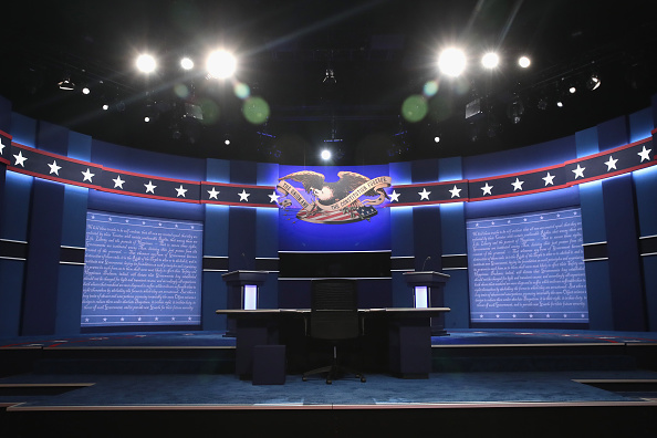 The set of the Presidential Debate at Hofstra University on September 26, 2016 in Hempstead, New York.