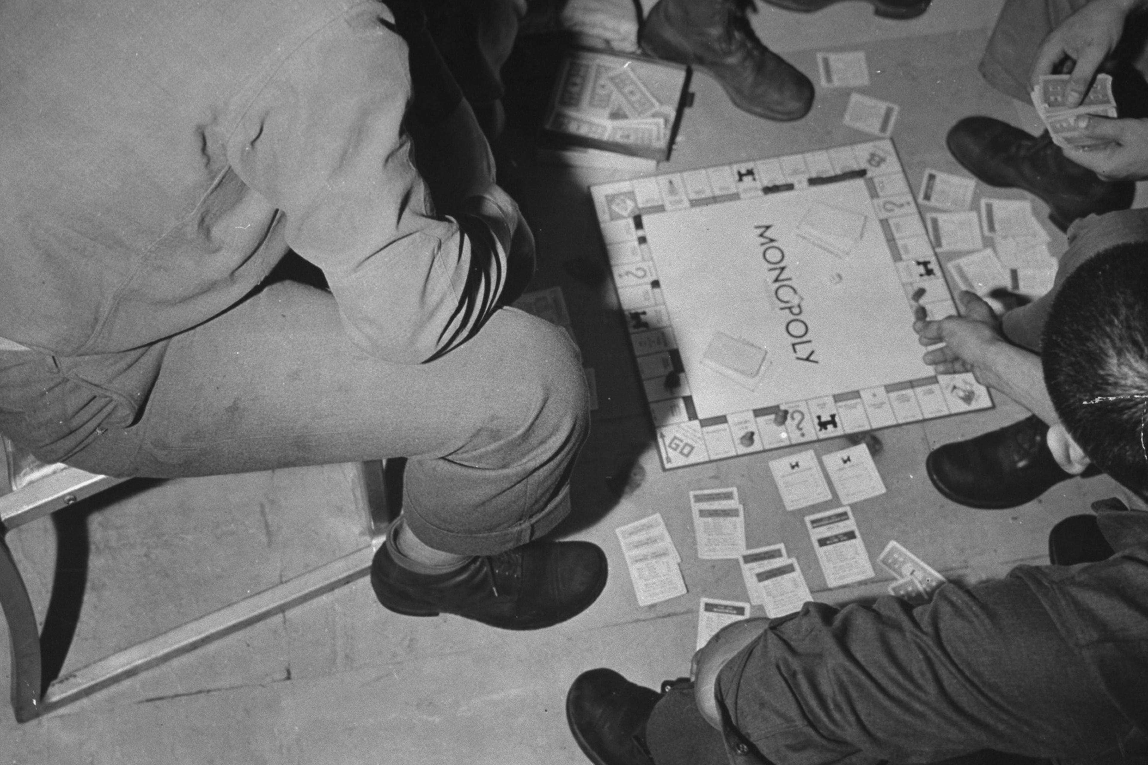 Soldiers playing Monopoly