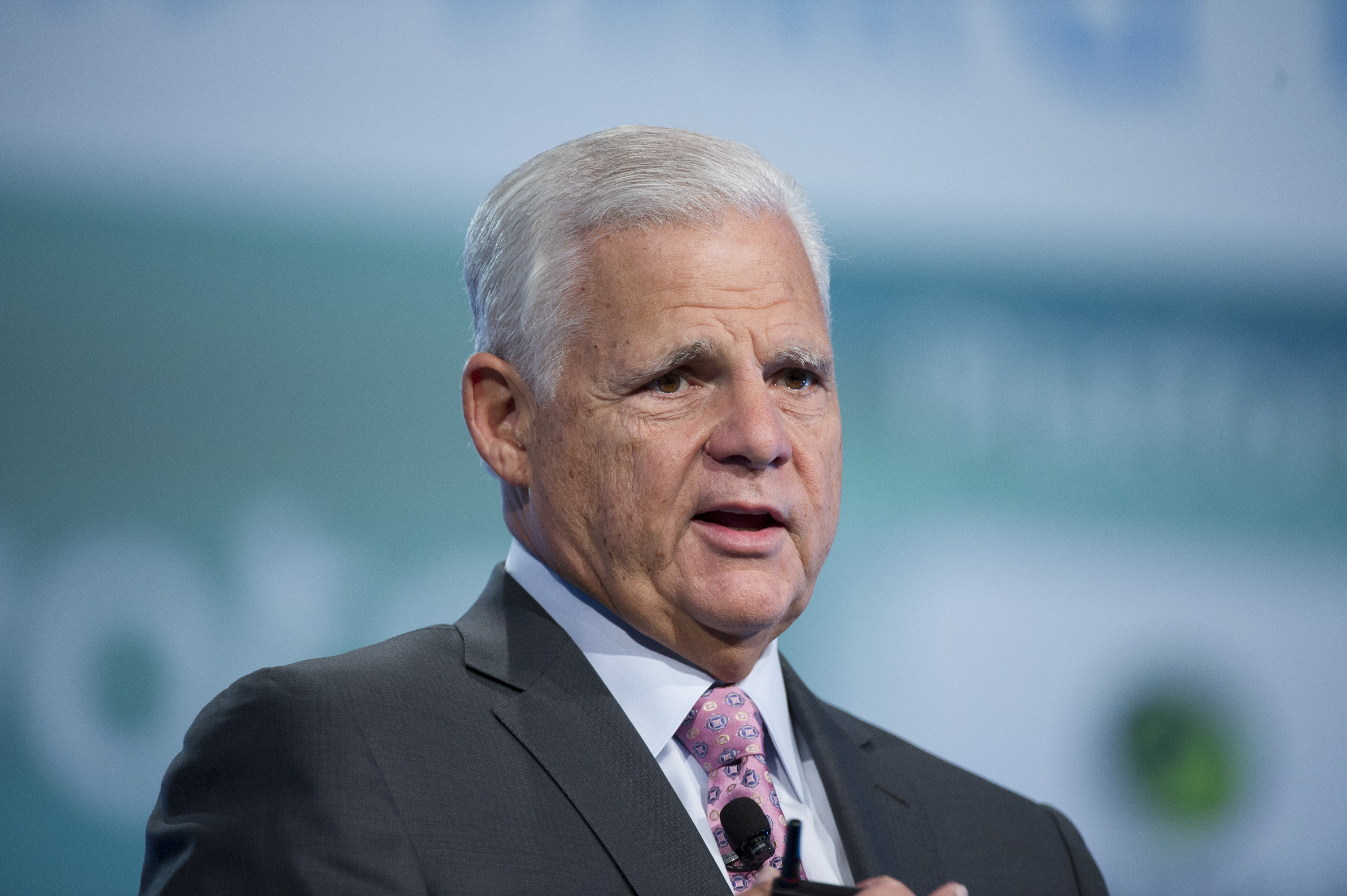 Joseph Tucci, chairman and chief executive officer of EMC Corp., speaks during the Oracle OpenWorld 2013 conference in San Francisco, California, U.S., Sept. 24, 2013.