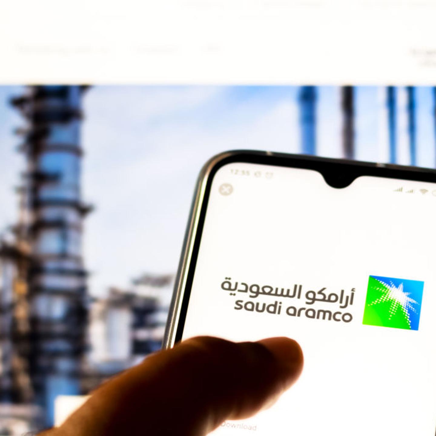 In this photo illustration the Saudi Arabian Oil Company (Saudi Aramco) logo is seen displayed on a smartphone on November 30, 2019.