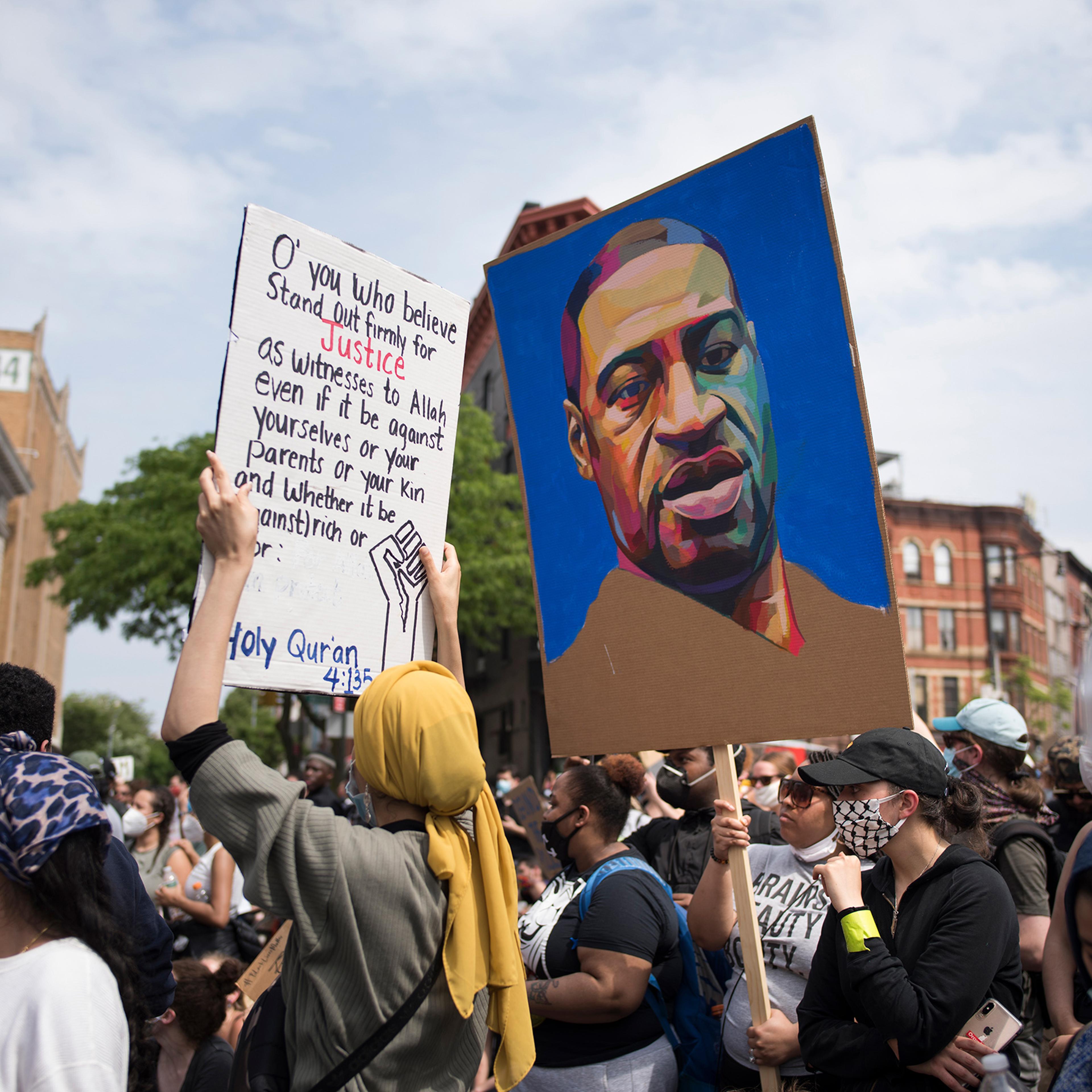Several marches, including one made up of Muslim New Yorkers, gathered in Brooklyn, New York on June 5, 2020.