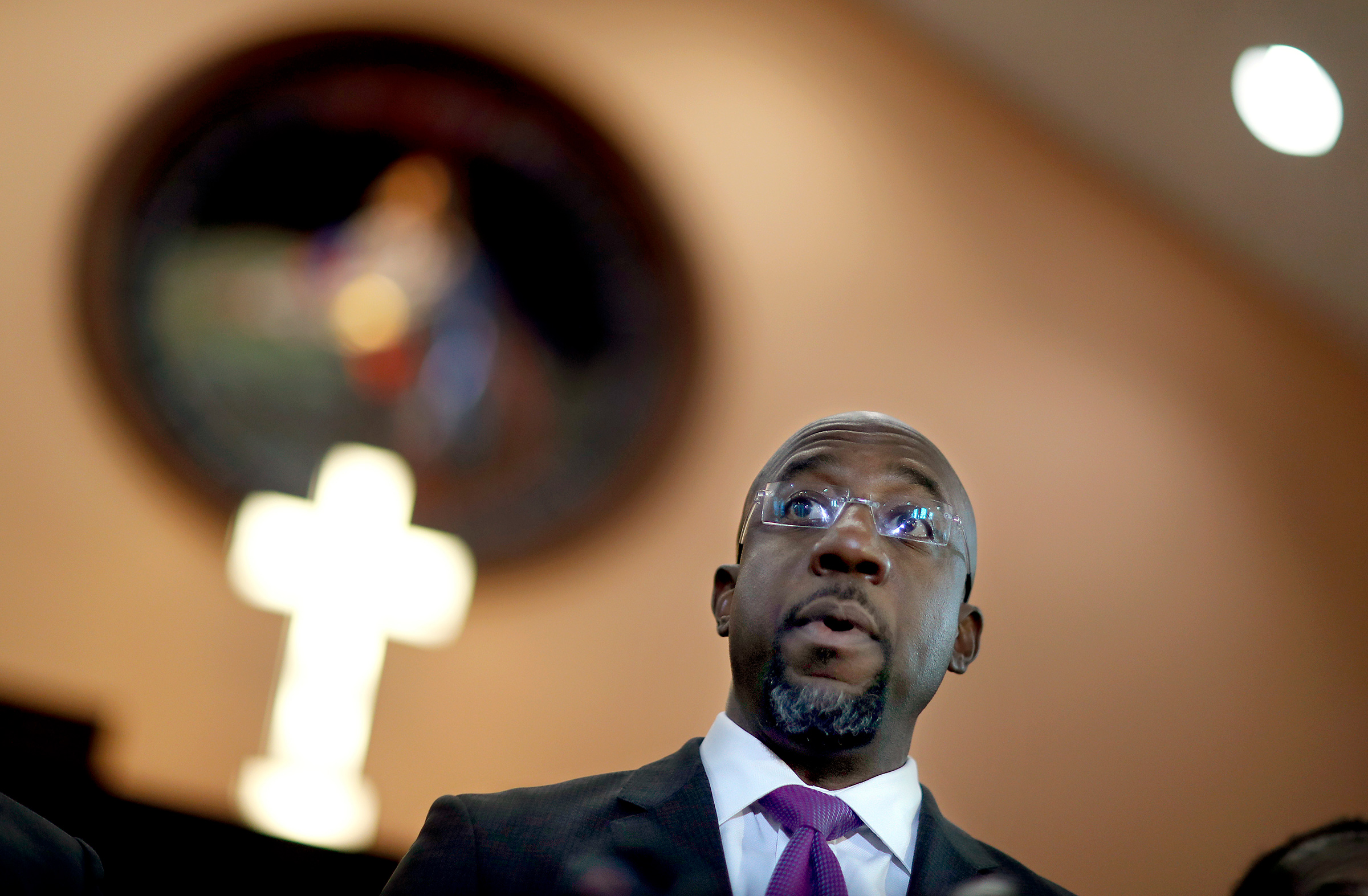 Rev. Raphael Warnock speaks at Ebenezer Baptist Church in Atlanta, on Jan. 12, 2018.