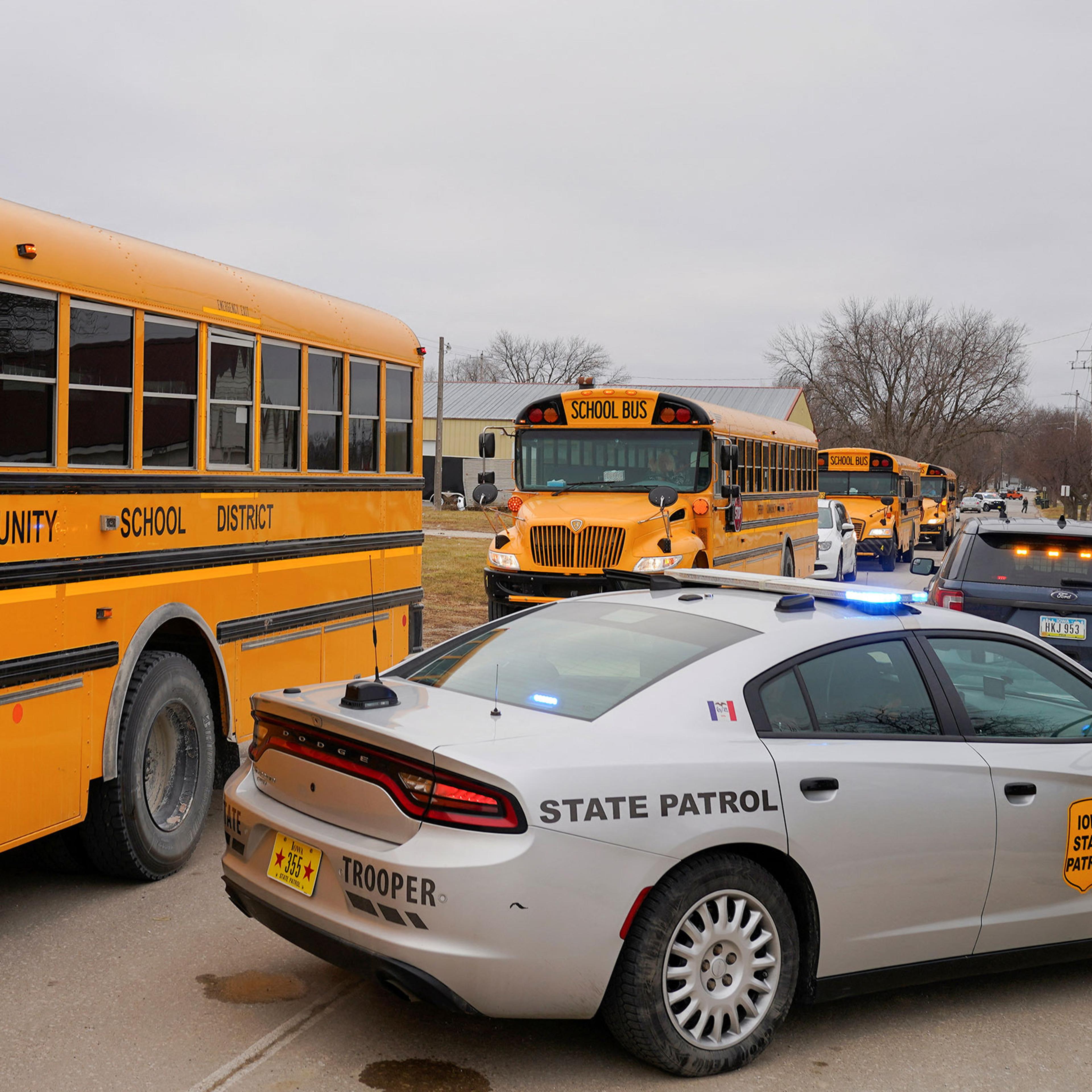Aftermath of a shooting at Perry High School in Perry, Iowa