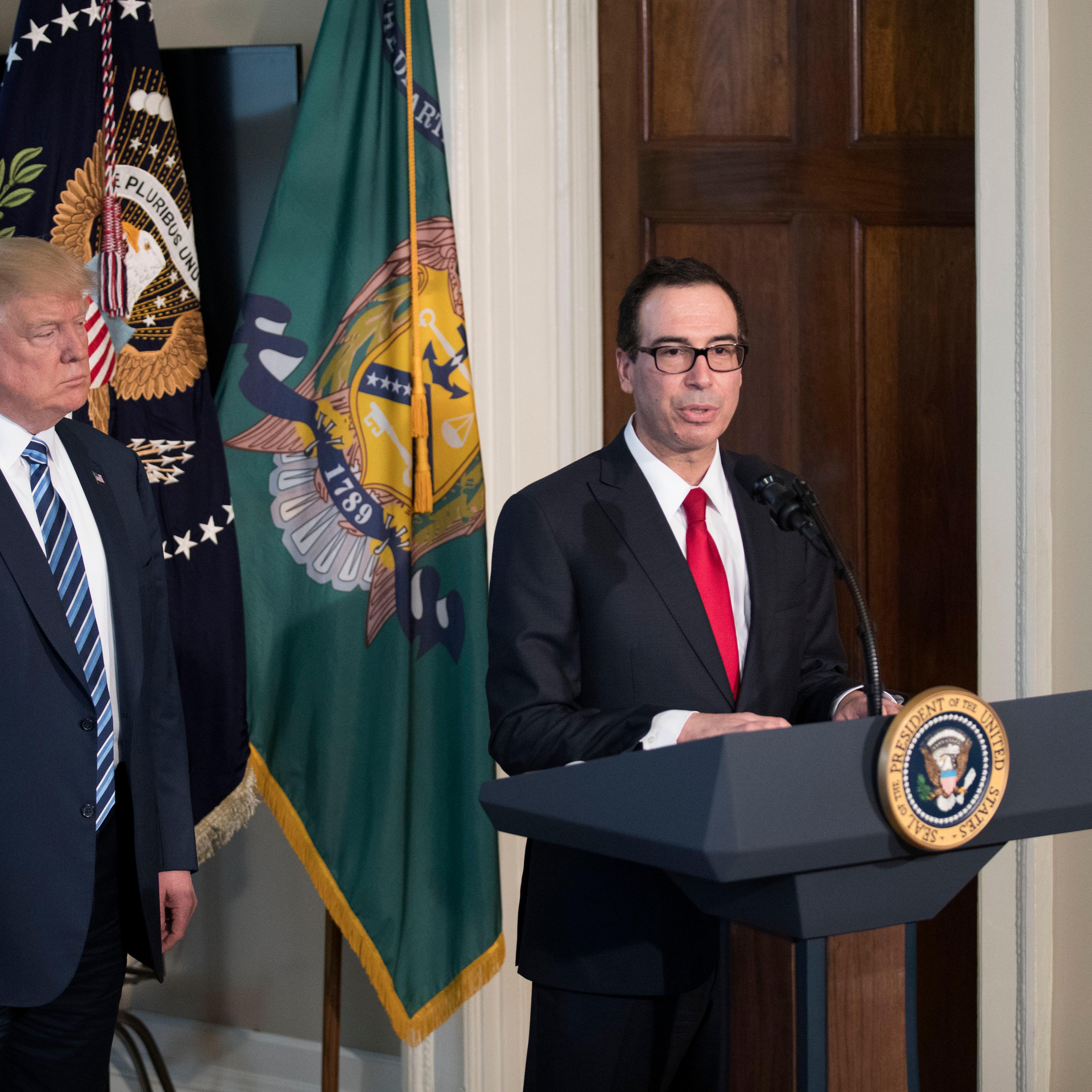 President Trump Meets with Treasury Secretary Mnuchin at Treasury Department