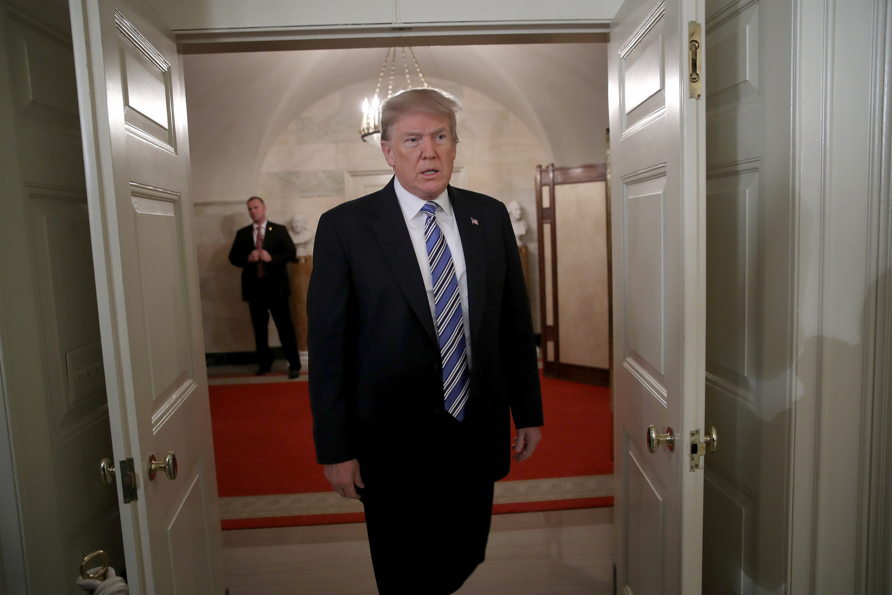 President Trump Addresses The Nation After Yesterday's School Shooting In Florida That Killed 17